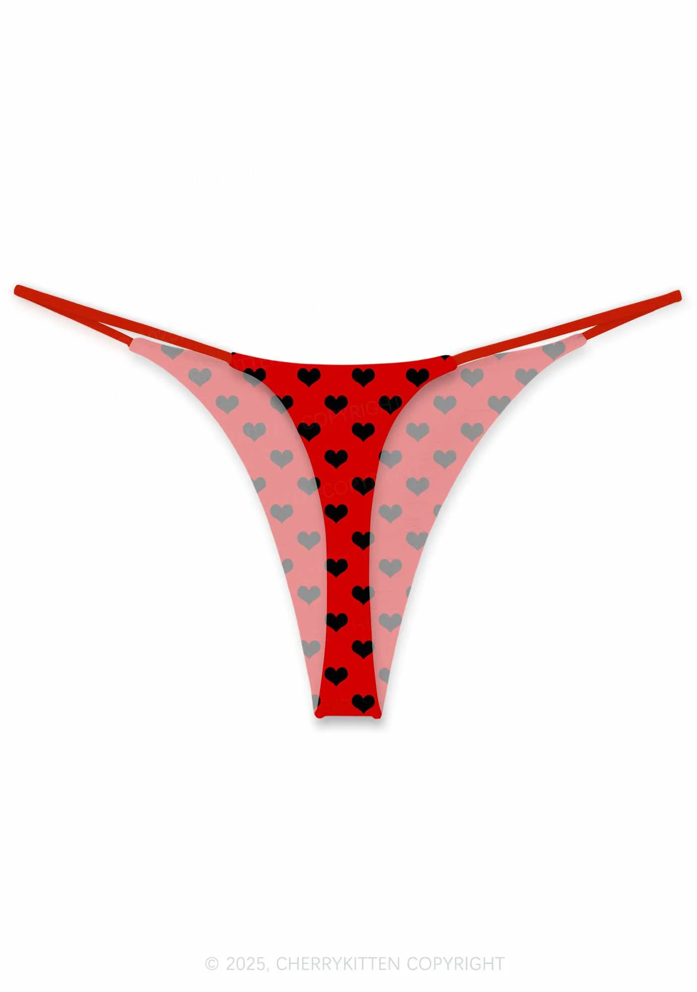 Black Heart On Red Valentine's Day Y2K Print Couples Boxer Thong Set Cherrykitten - Image 3
