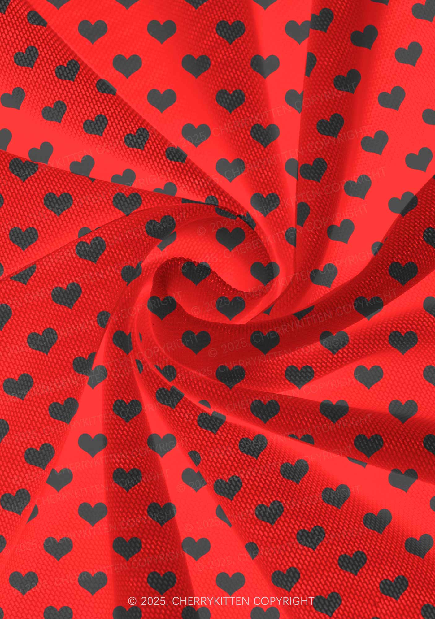 Black Heart On Red Valentine's Day Y2K Print Mini Layered Skirt Cherrykitten - Image 3