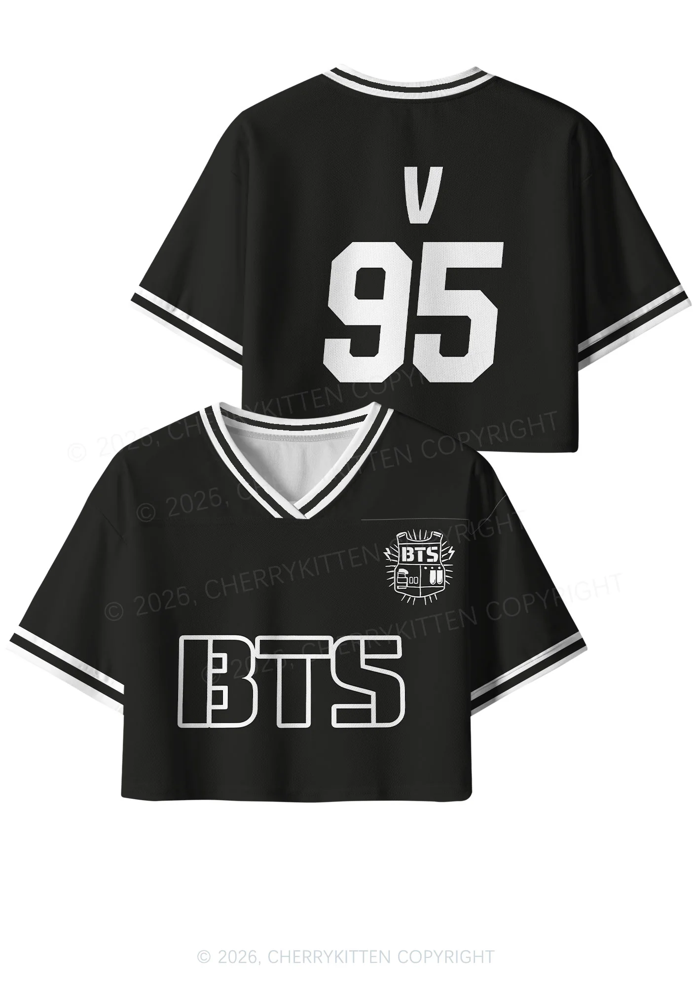 Black Kpop Boys Number Y2K Crop Sport Jersey Shirts Cherrykitten - Image 2