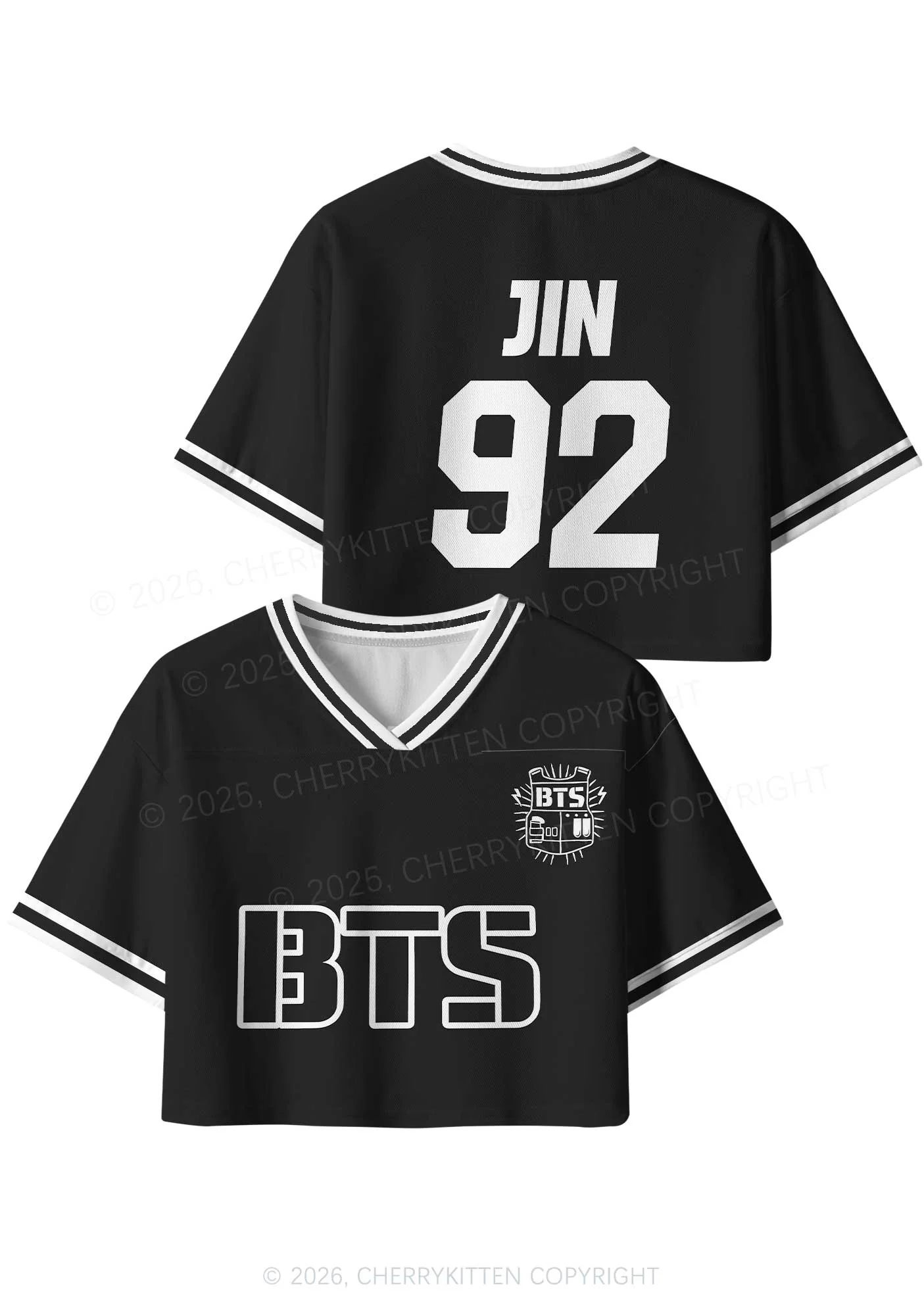 Black Kpop Boys Number Y2K Crop Sport Jersey Shirts Cherrykitten - Image 3