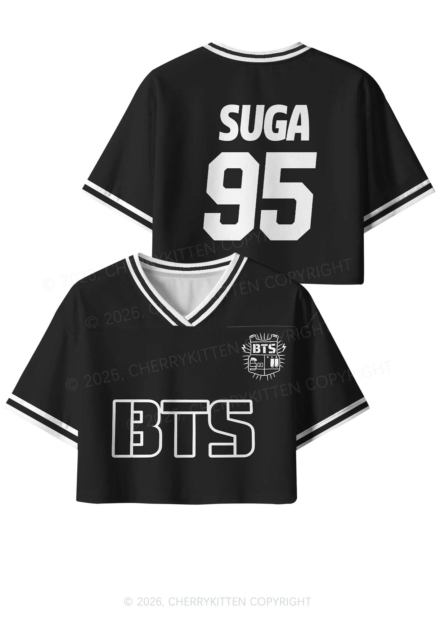 Black Kpop Boys Number Y2K Crop Sport Jersey Shirts Cherrykitten - Image 6