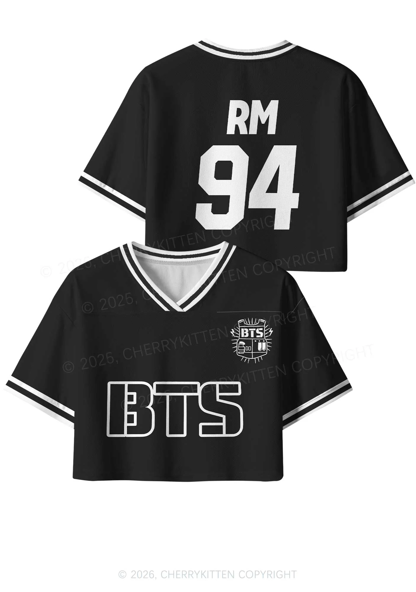 Black Kpop Boys Number Y2K Crop Sport Jersey Shirts Cherrykitten - Image 7
