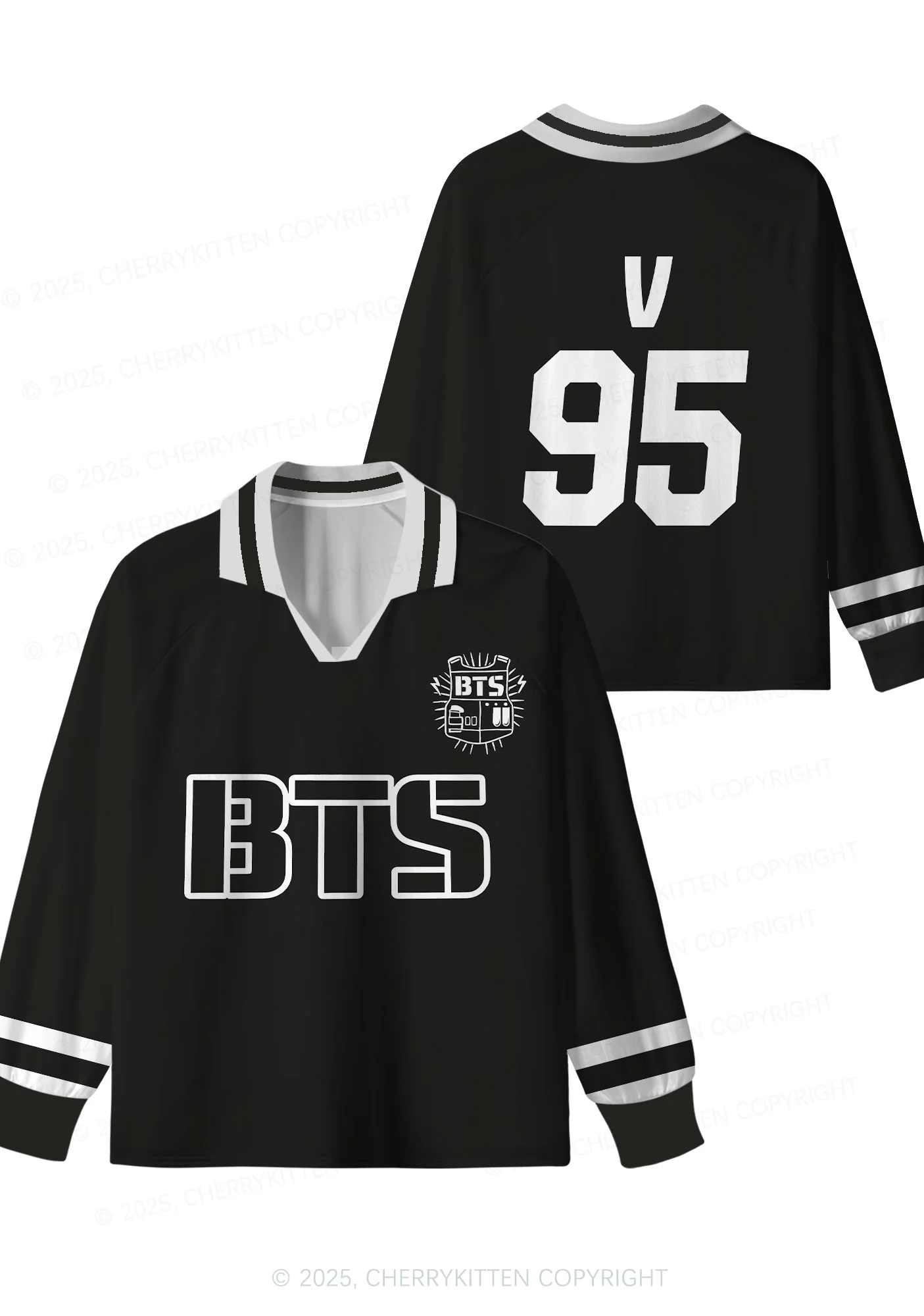 Black Kpop Boys Number Y2K Long Sleeve Sport Jersey Shirts Cherrykitten - Image 10