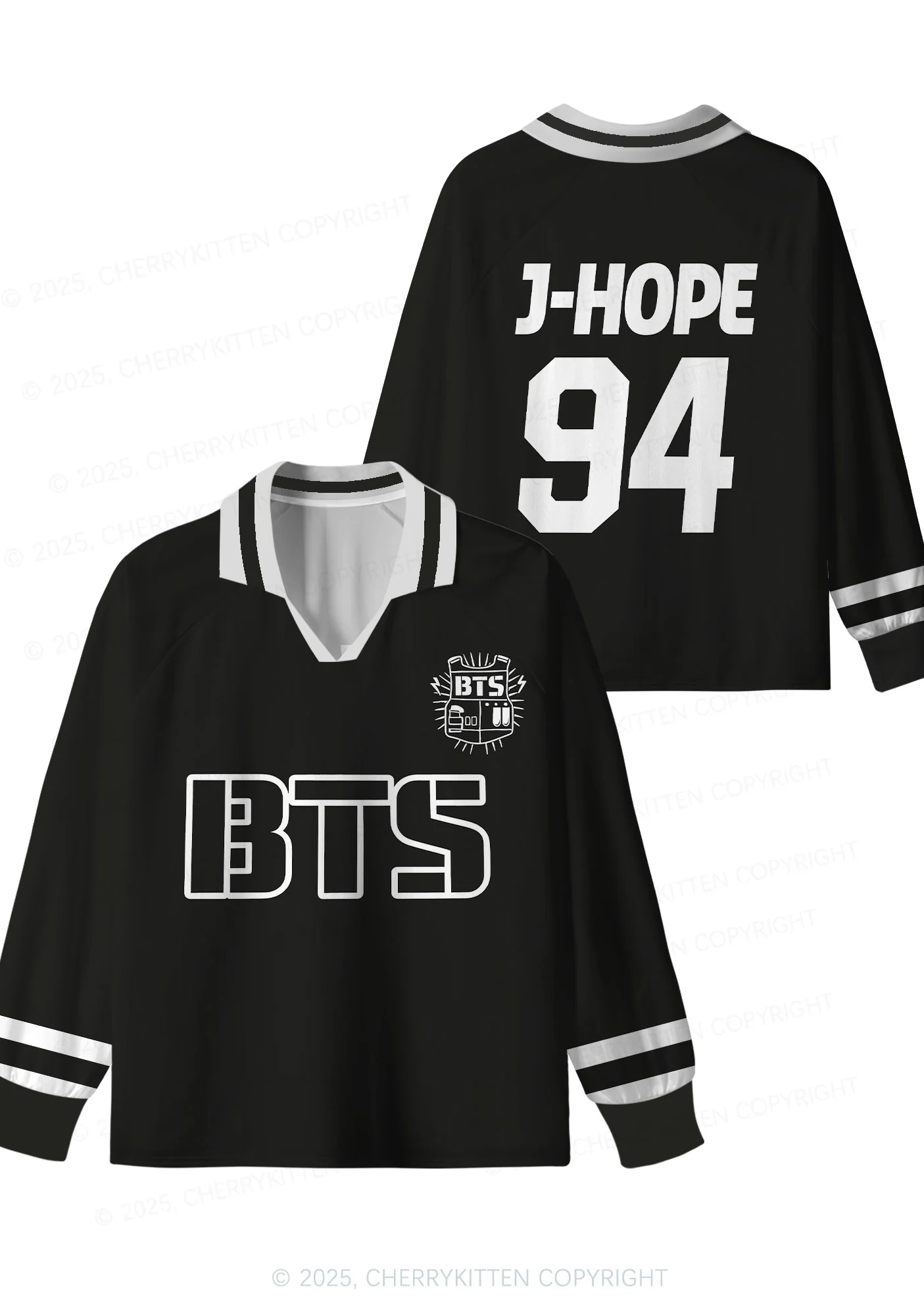 Black Kpop Boys Number Y2K Long Sleeve Sport Jersey Shirts Cherrykitten - Image 5