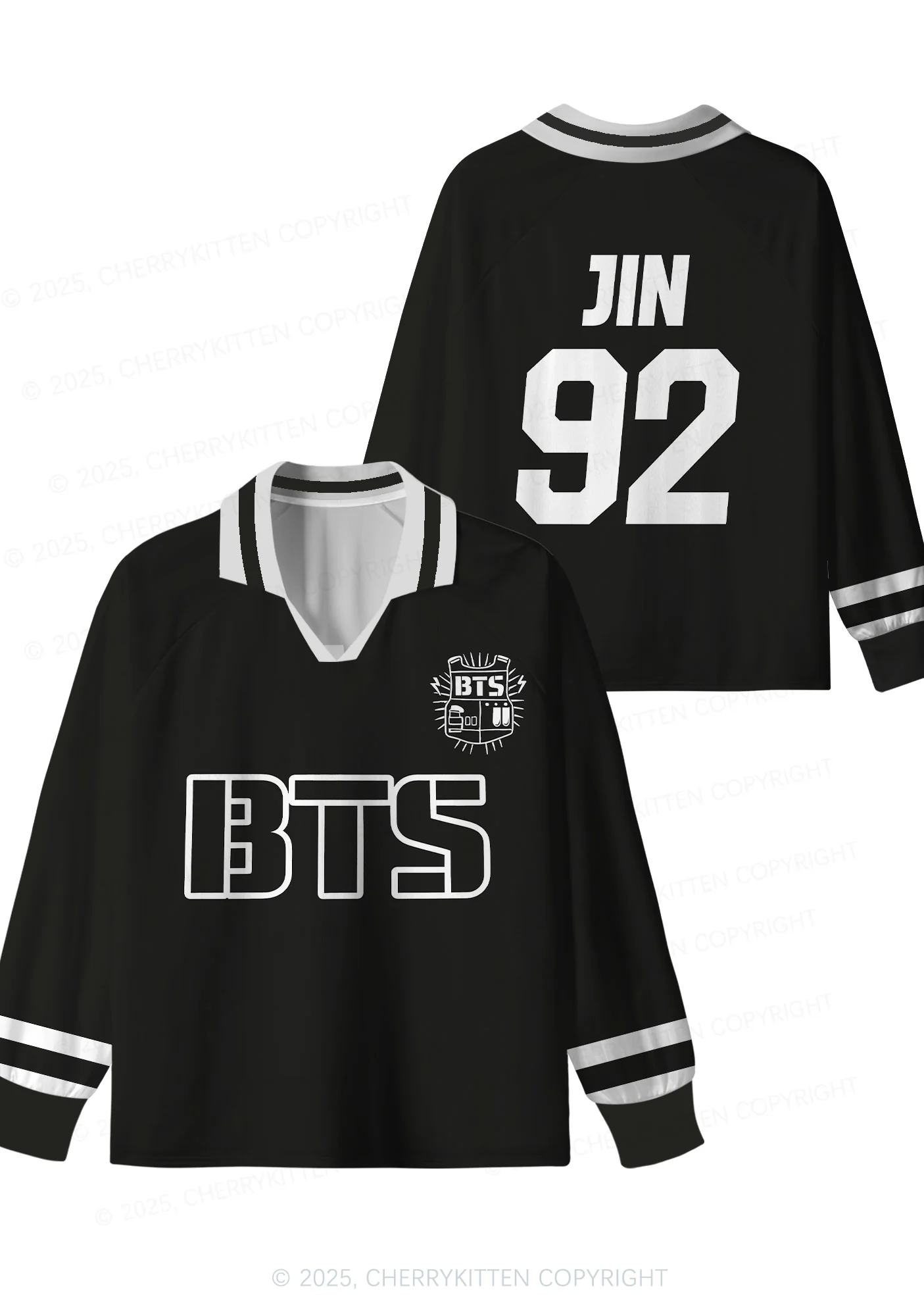 Black Kpop Boys Number Y2K Long Sleeve Sport Jersey Shirts Cherrykitten - Image 6