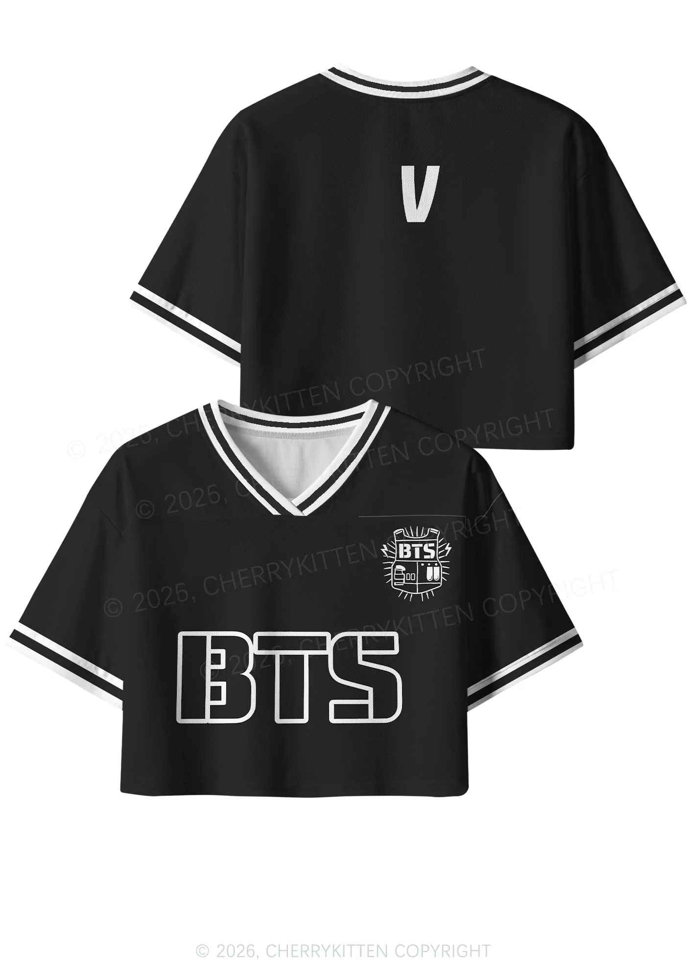 Black Kpop Members Y2K Crop Sport Jersey Shirts Cherrykitten - Image 2