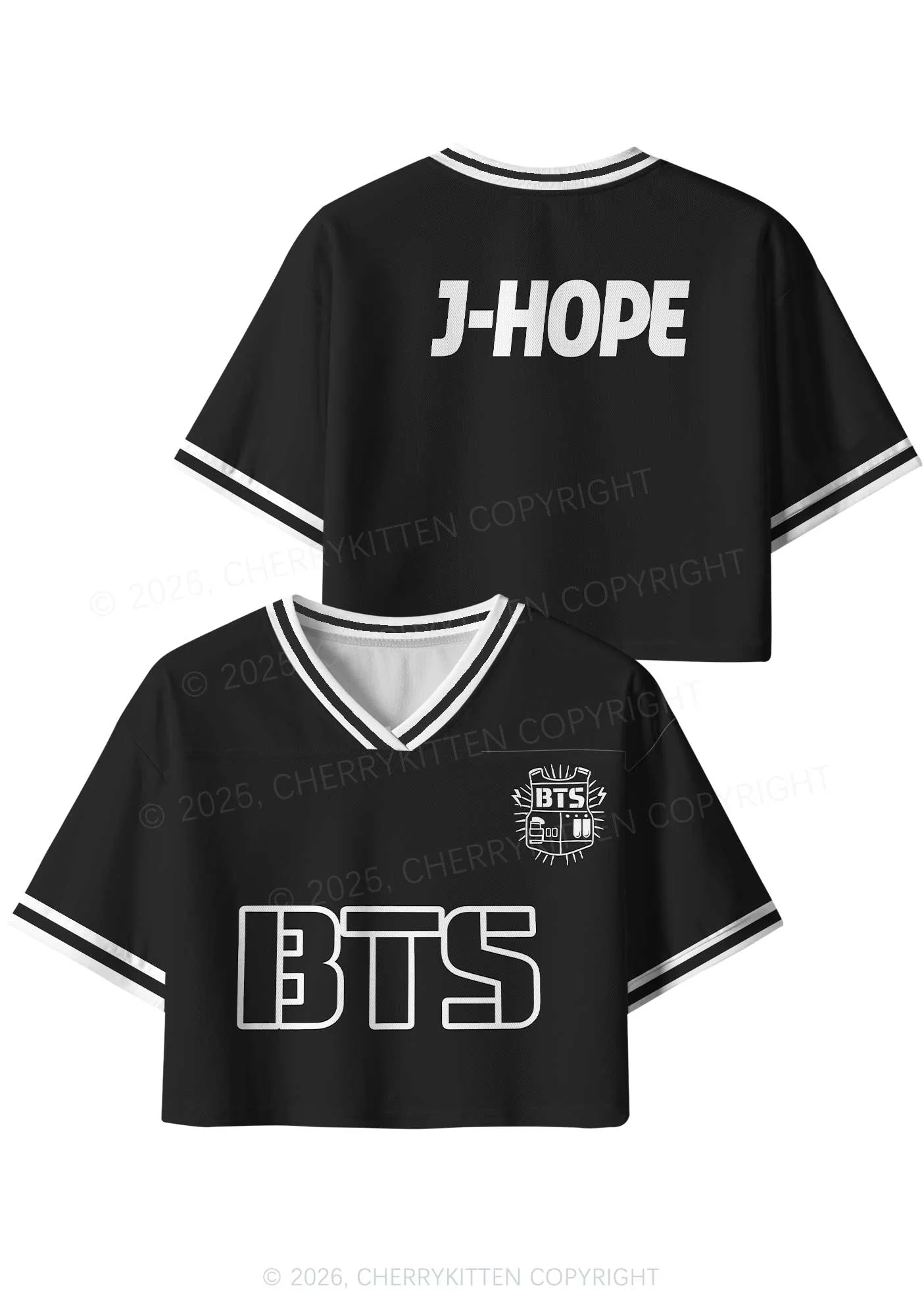 Black Kpop Members Y2K Crop Sport Jersey Shirts Cherrykitten - Image 3