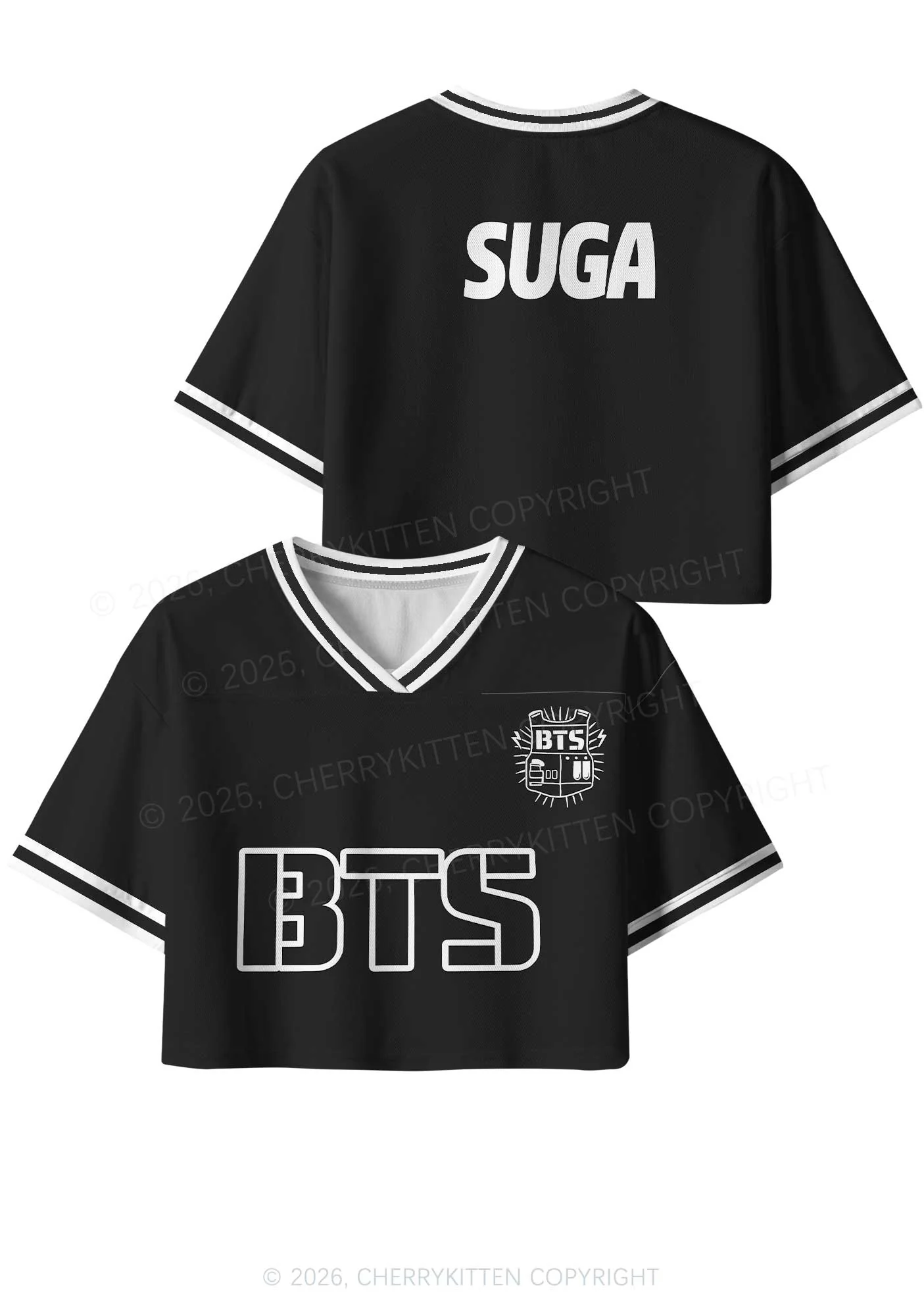 Black Kpop Members Y2K Crop Sport Jersey Shirts Cherrykitten - Image 7