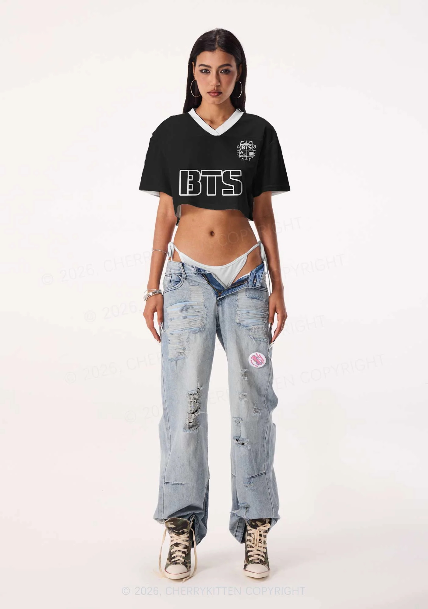 Black Kpop Members Y2K Crop Sport Jersey Shirts Cherrykitten - Image 8
