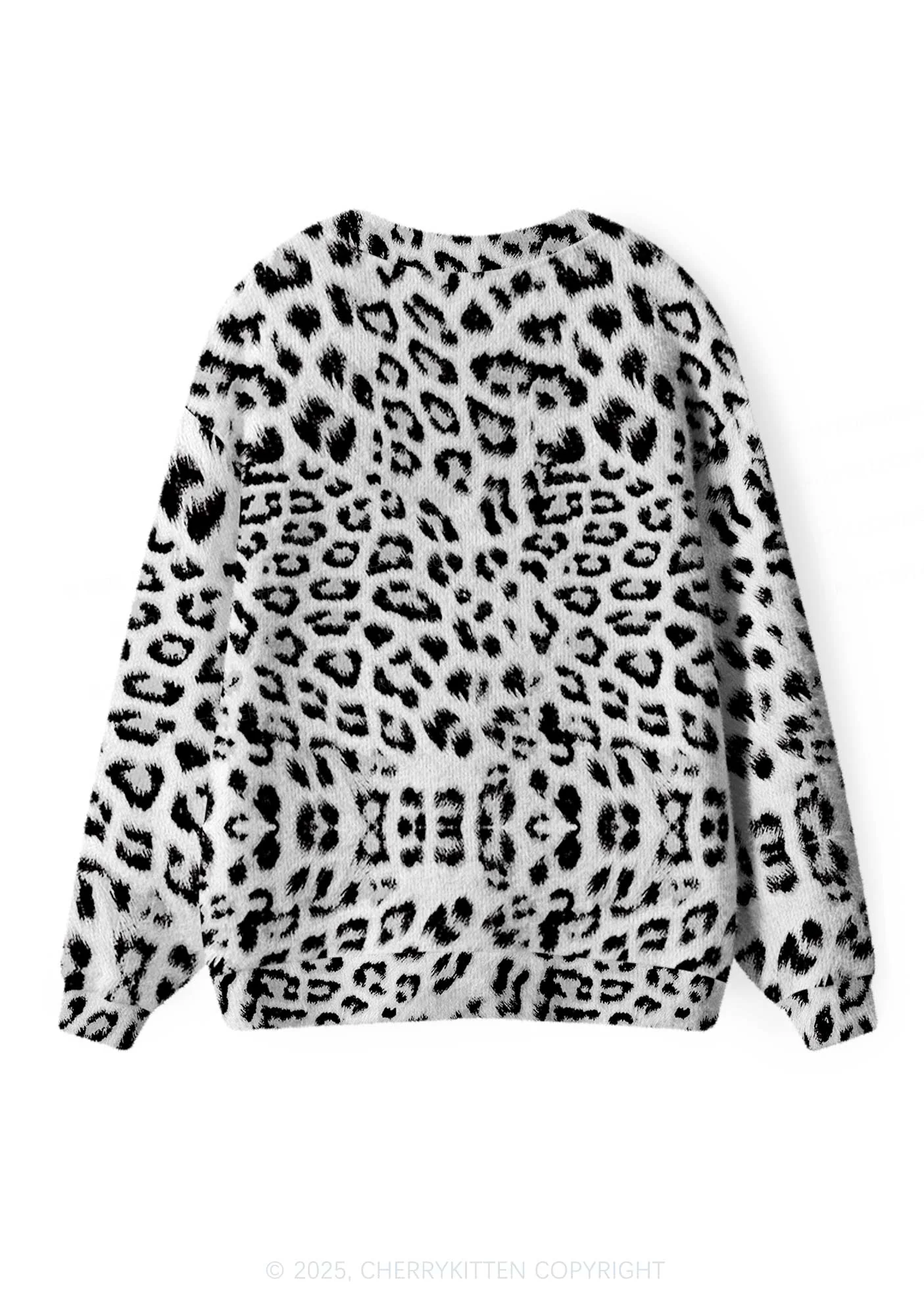 Black Leopard Y2K Christmas Cardigan Knit Sweatshirt Cherrykitten - Image 2