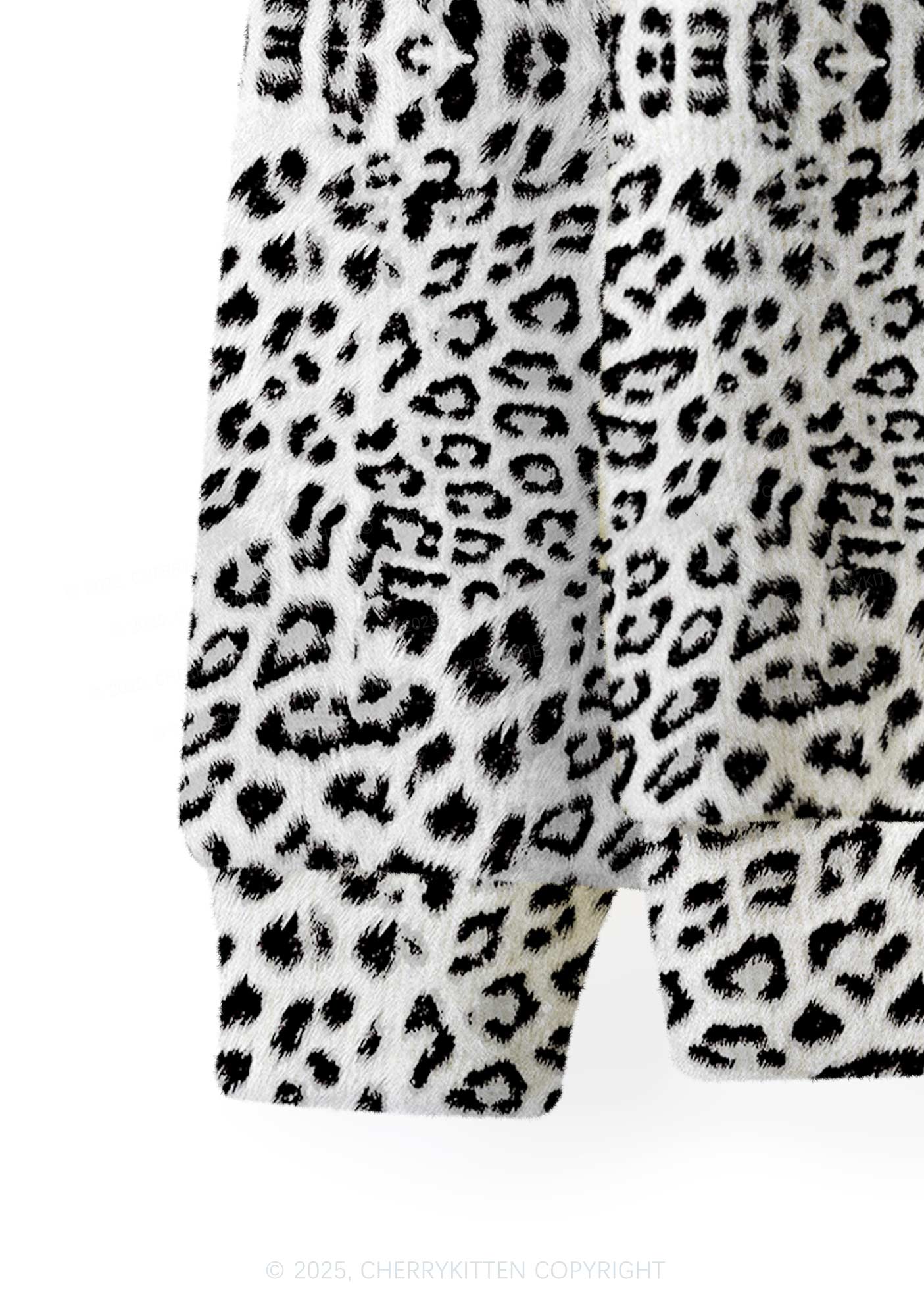 Black Leopard Y2K Christmas Cardigan Knit Sweatshirt Cherrykitten - Image 4