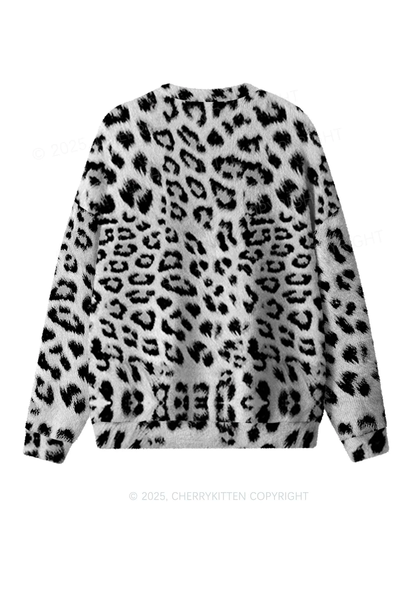 Black Leopard Y2K Christmas Knit Sweatshirt Cherrykitten - Image 2