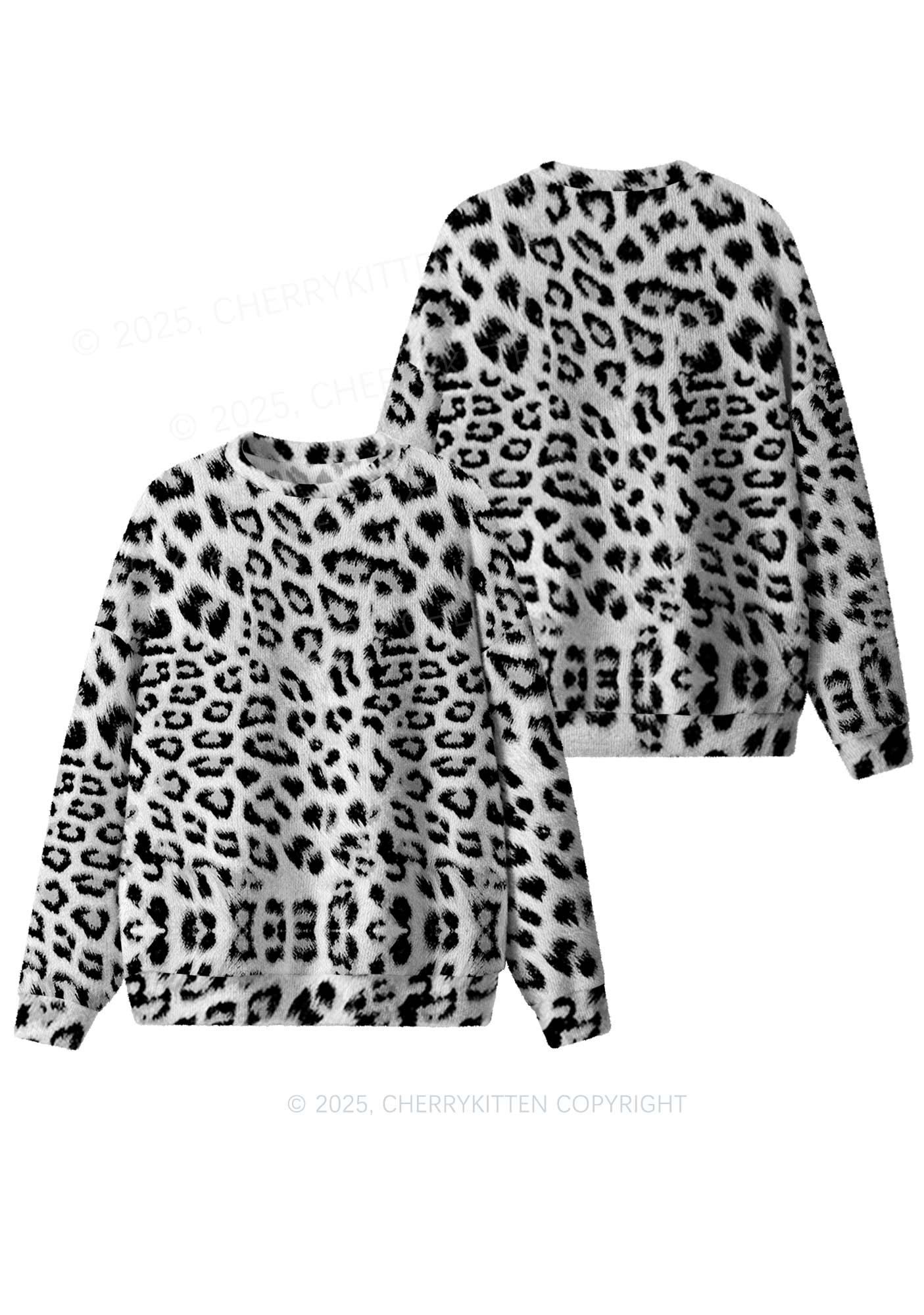 Black Leopard Y2K Christmas Knit Sweatshirt Cherrykitten - Image 3