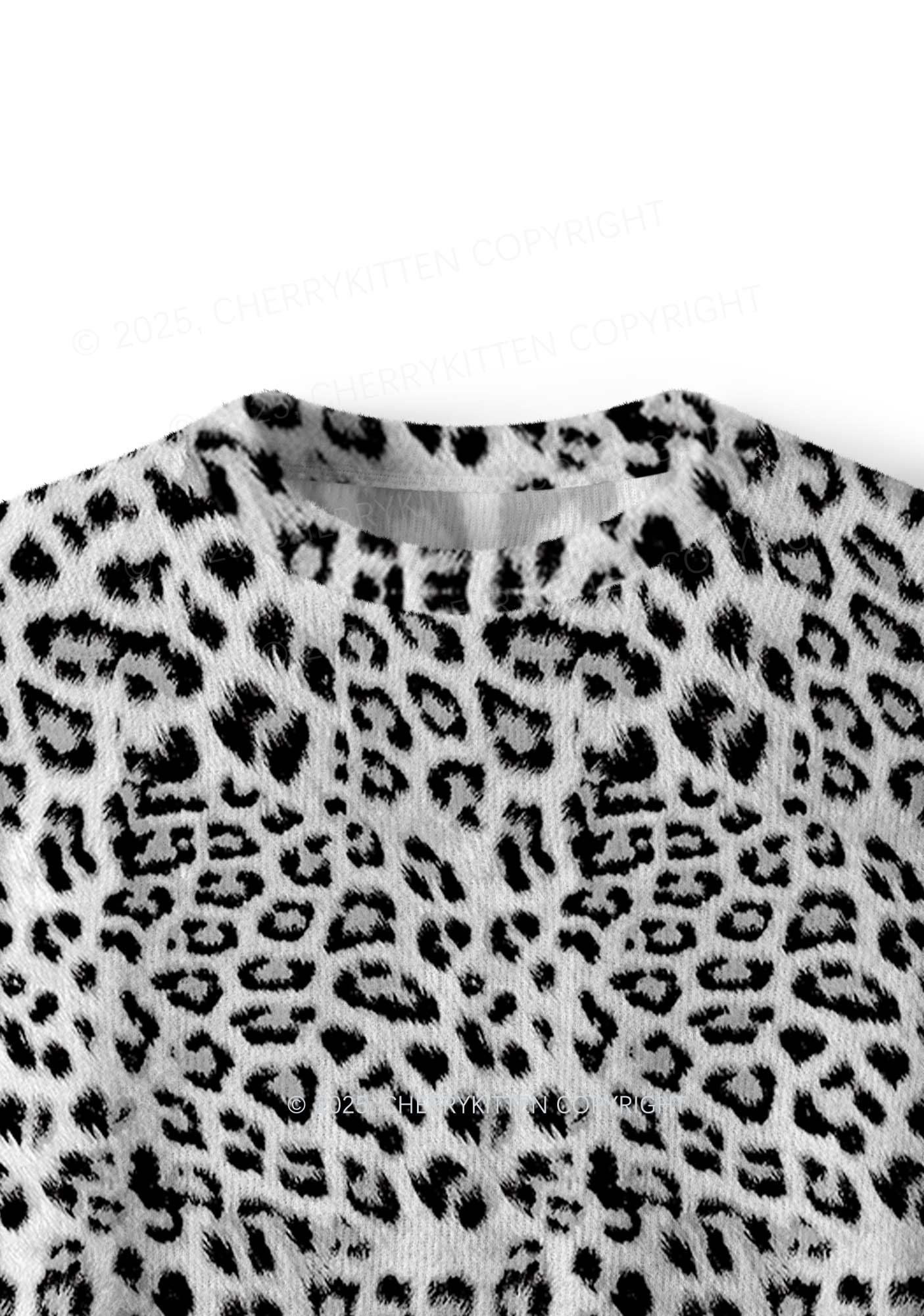 Black Leopard Y2K Christmas Knit Sweatshirt Cherrykitten - Image 5