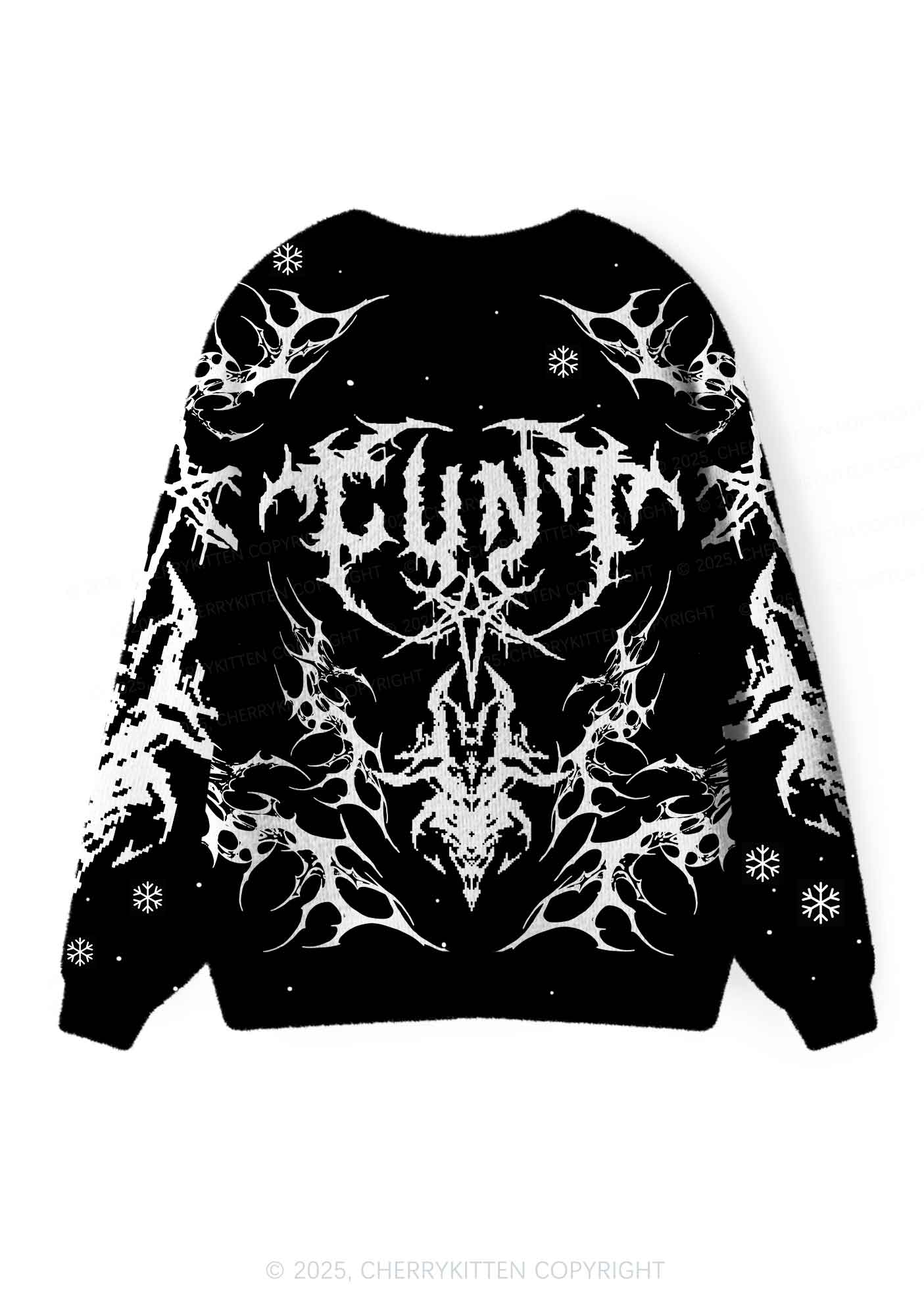 Black Punk Cxxt Y2K Christmas Cardigan Knit Sweatshirt Cherrykitten - Image 2