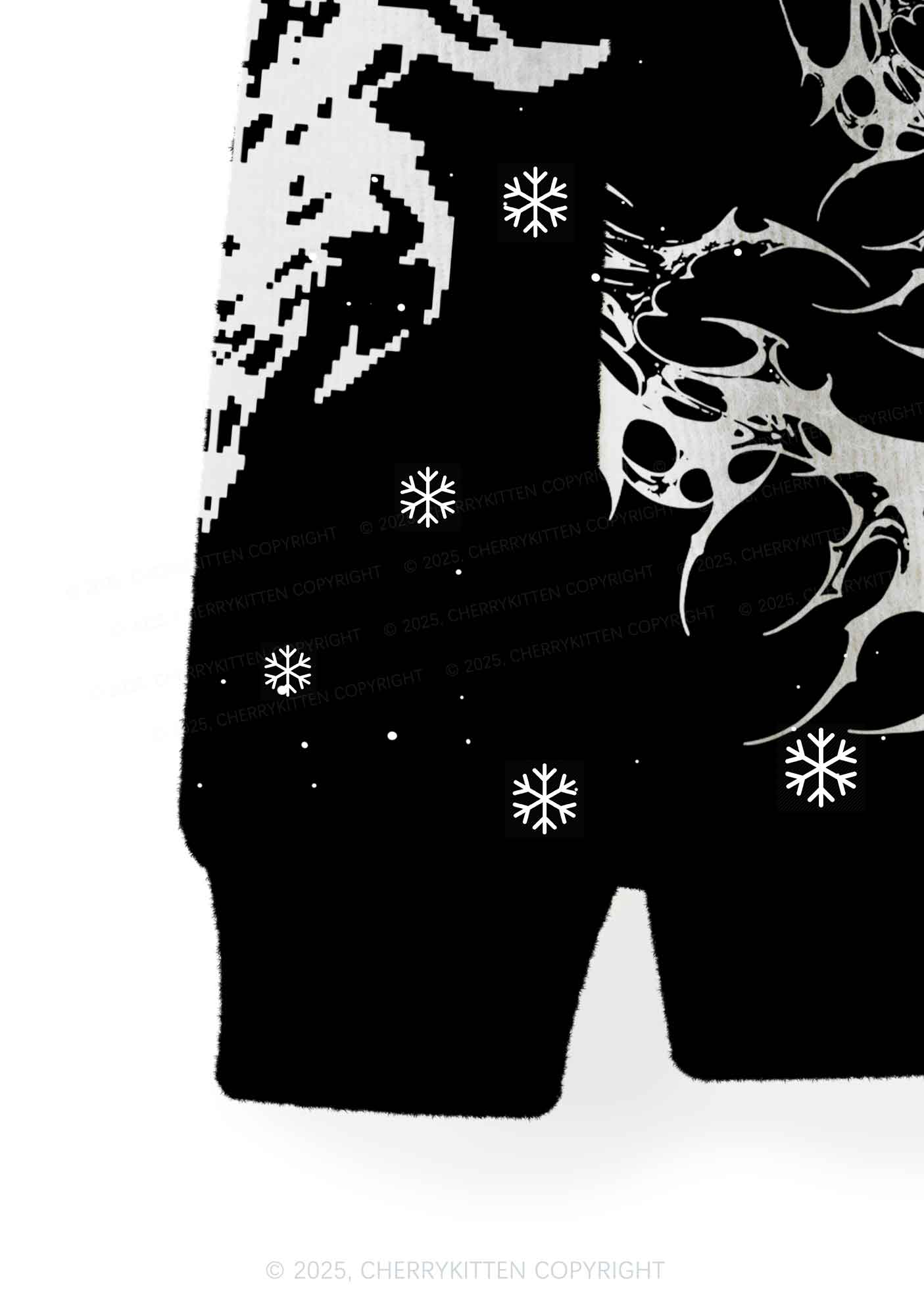 Black Punk Cxxt Y2K Christmas Cardigan Knit Sweatshirt Cherrykitten - Image 4