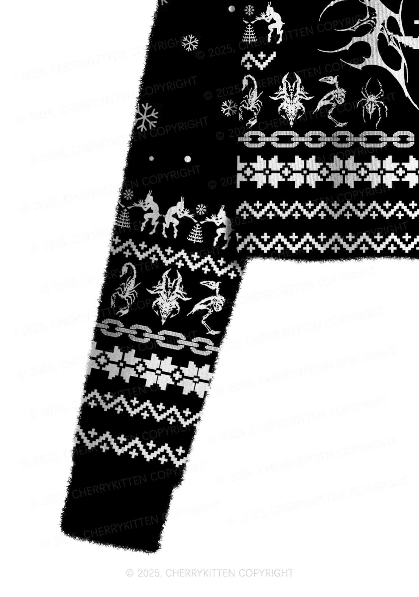 Black Punk Cxxt Y2K Christmas Crop Knit Sweatshirt Cherrykitten - Image 5