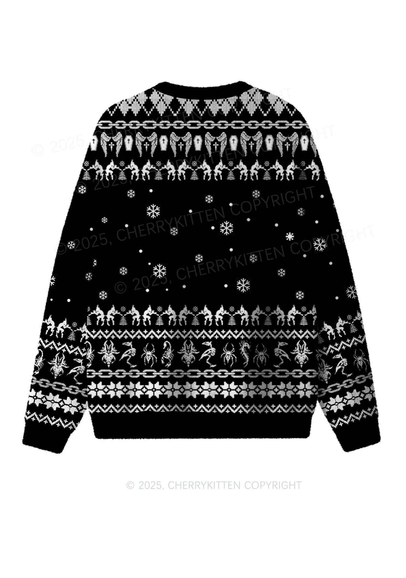 Black Punk Cxxt Y2K Christmas Knit Sweatshirt Cherrykitten - Image 2