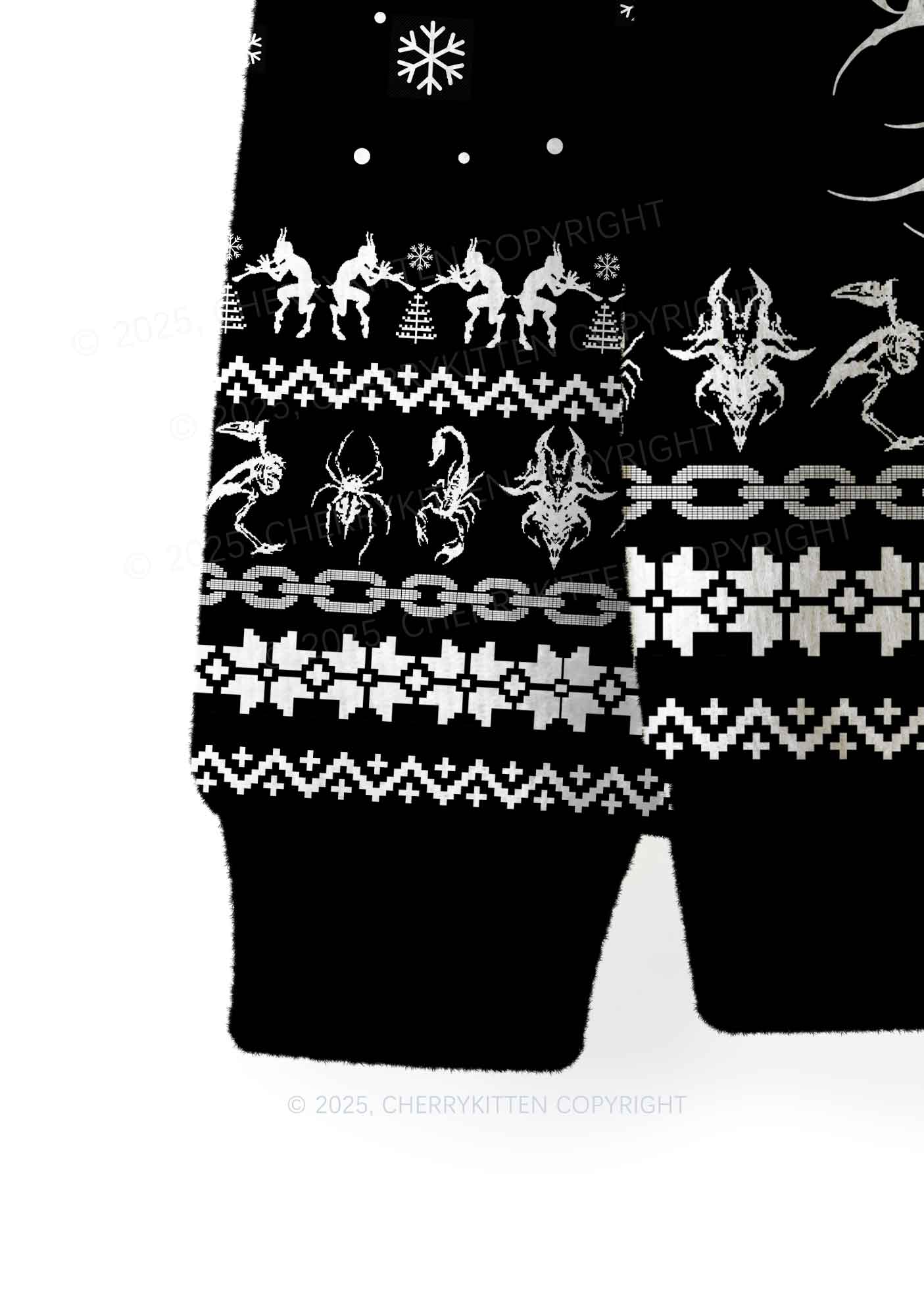 Black Punk Cxxt Y2K Christmas Knit Sweatshirt Cherrykitten - Image 4