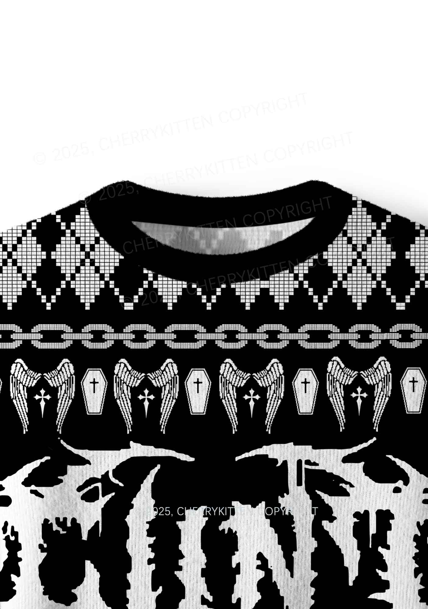 Black Punk Cxxt Y2K Christmas Knit Sweatshirt Cherrykitten - Image 5