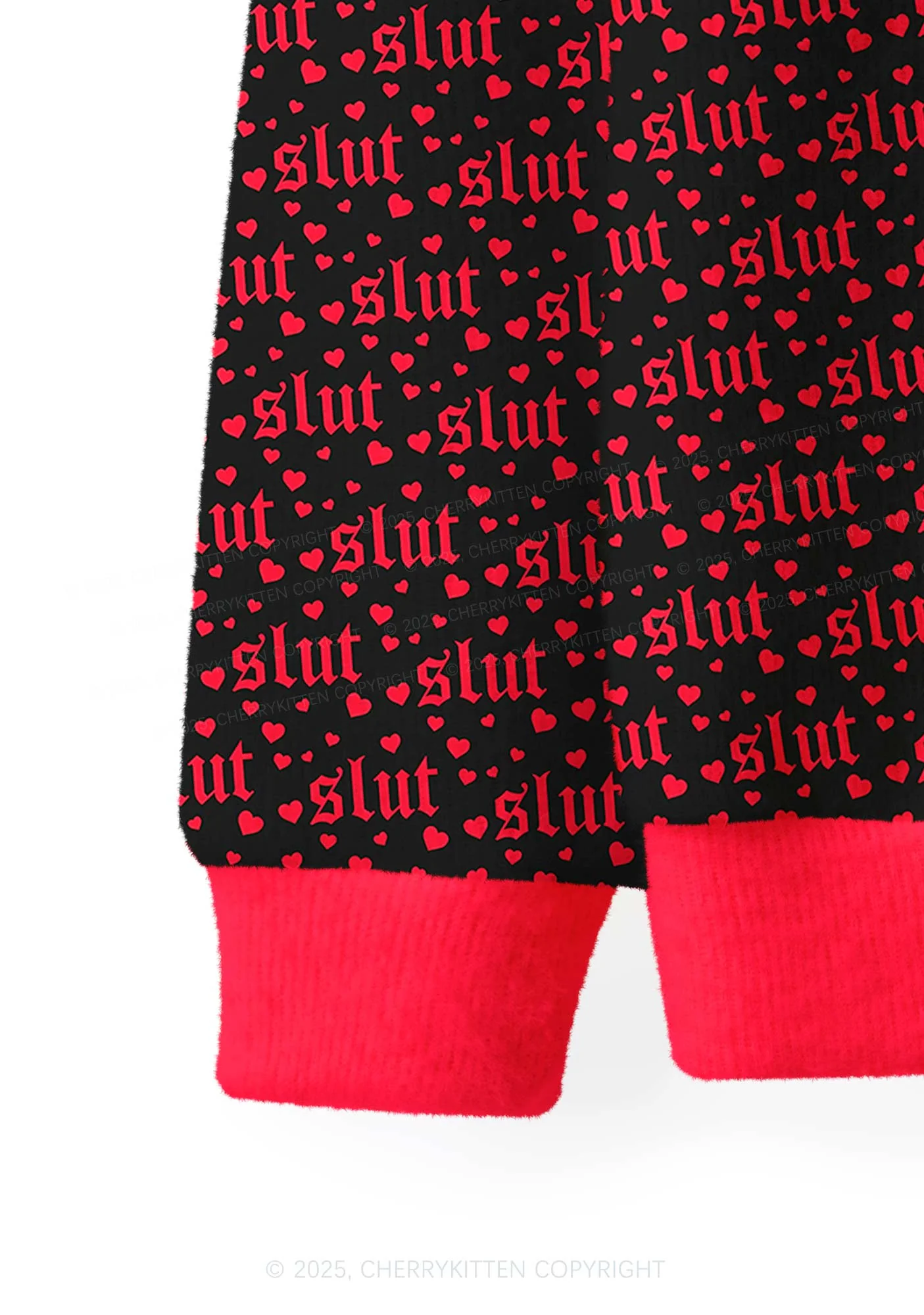 Black Slxt Y2K Christmas Cardigan Knit Sweatshirt Cherrykitten - Image 4