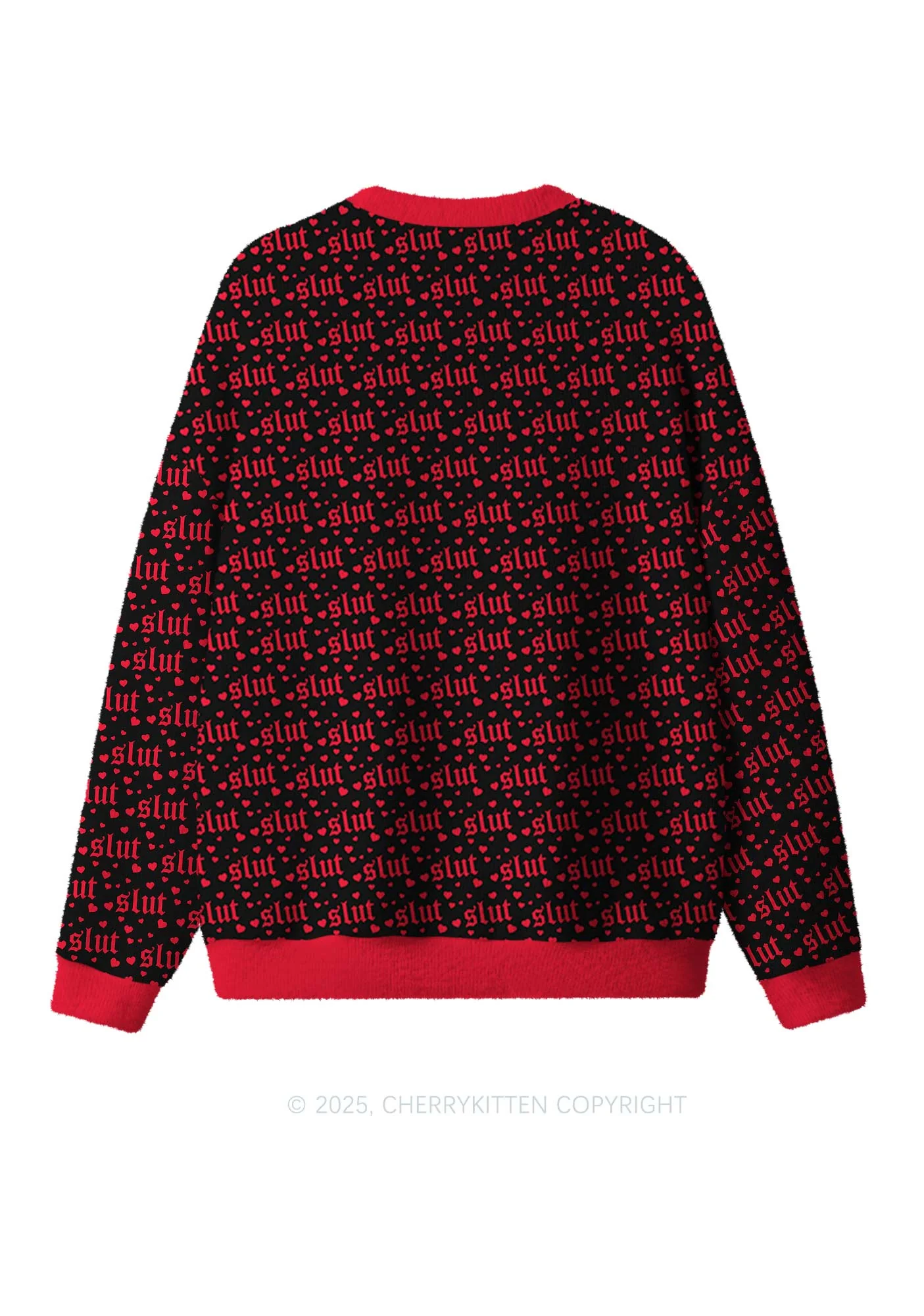 Black Slxt Y2K Christmas Knit Sweatshirt Cherrykitten - Image 2