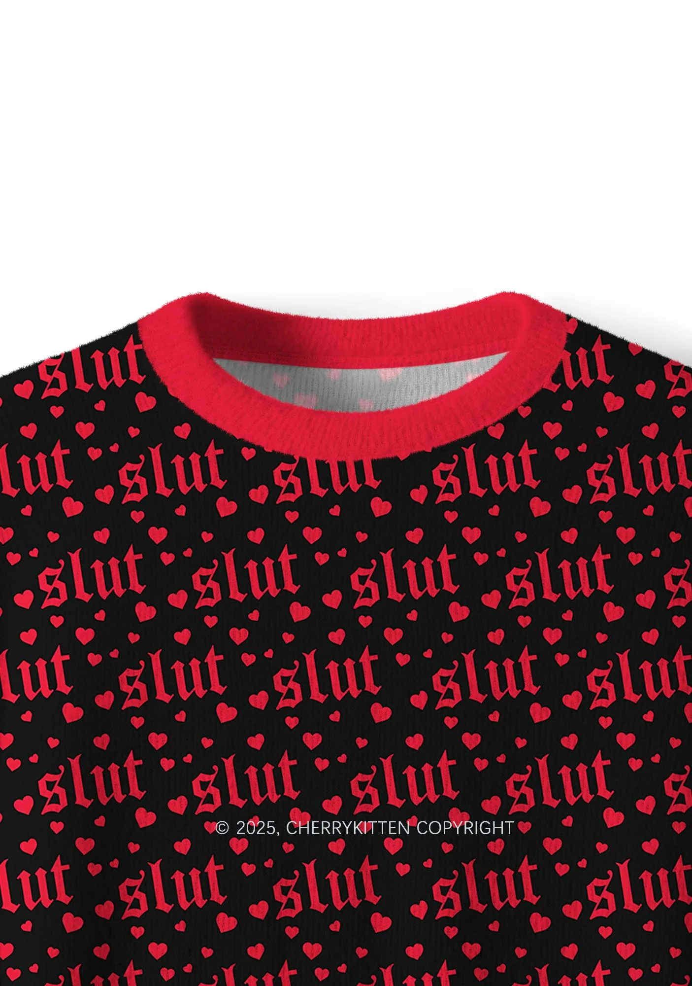 Black Slxt Y2K Christmas Knit Sweatshirt Cherrykitten - Image 4