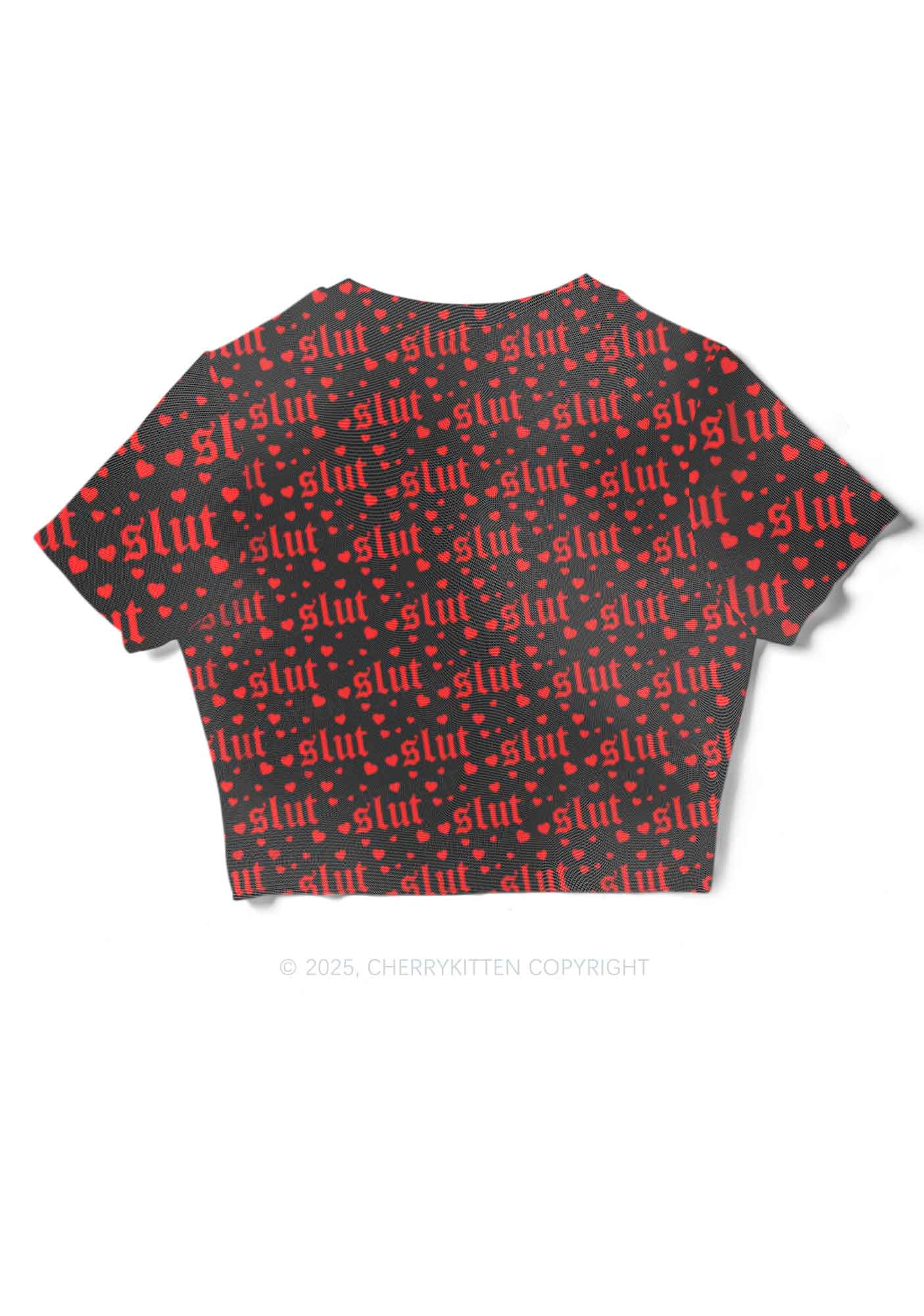 Black Slxt Y2K Mesh Crop Top Cherrykitten - Image 2