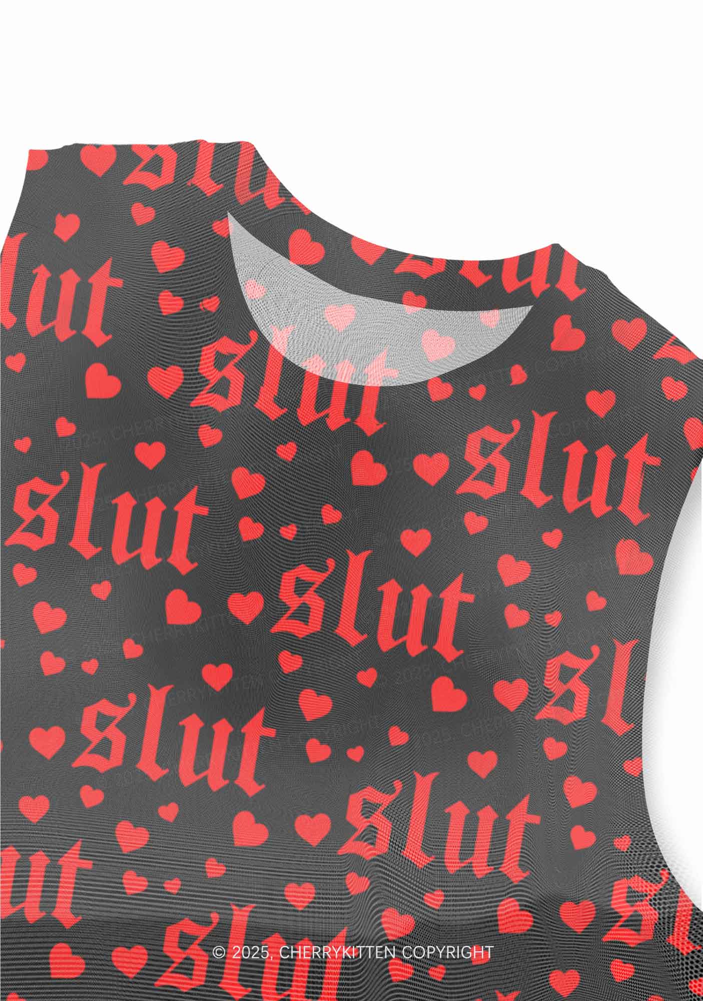 Black Slxt Y2K Mesh Muscle Tank Cherrykitten - Image 2