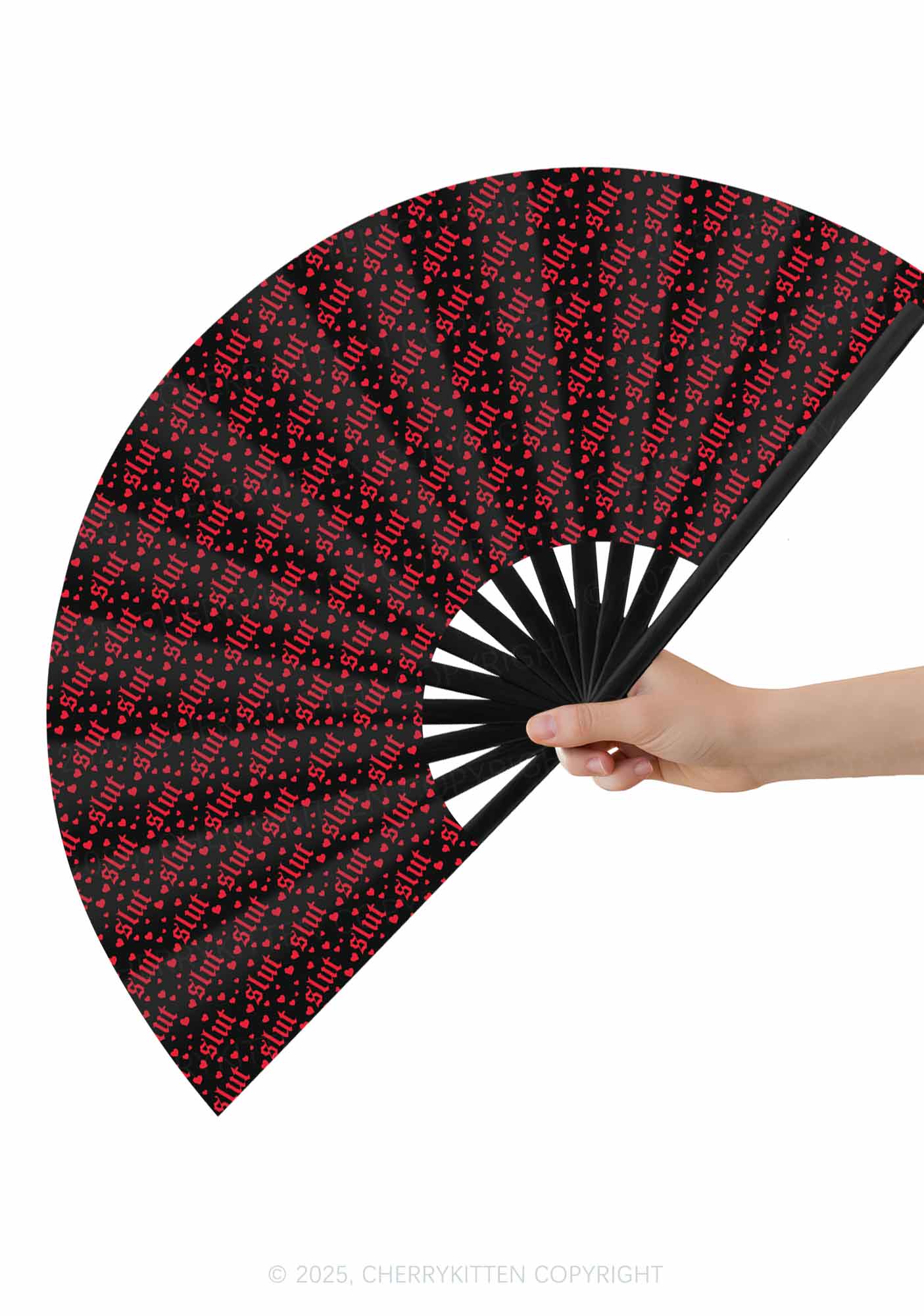 Black Slxt Y2K Rave Hand Fan Cherrykitten - Image 2
