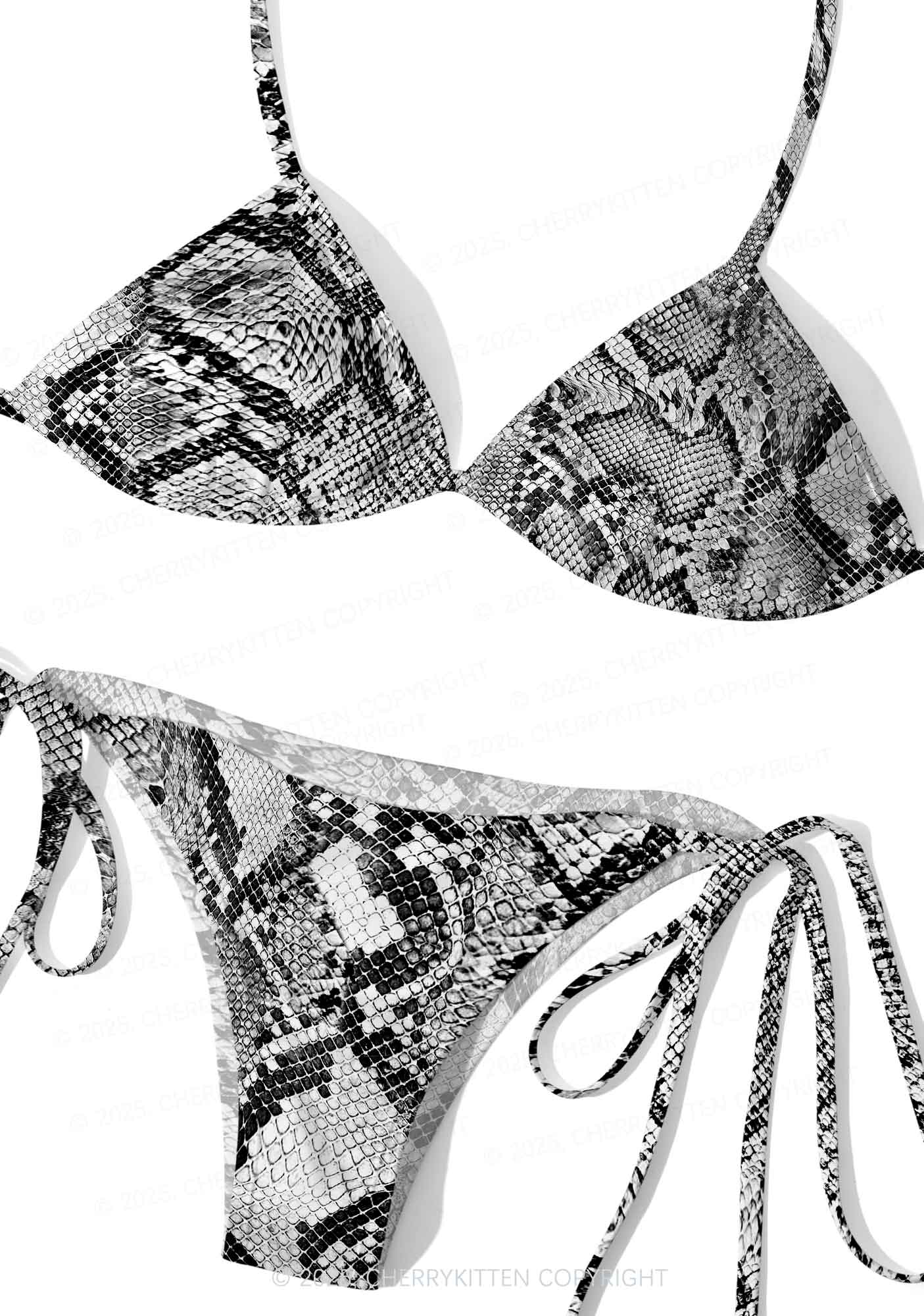 Black Snake Skin Pattern Y2K Print Bikini Set Cherrykitten - Image 2