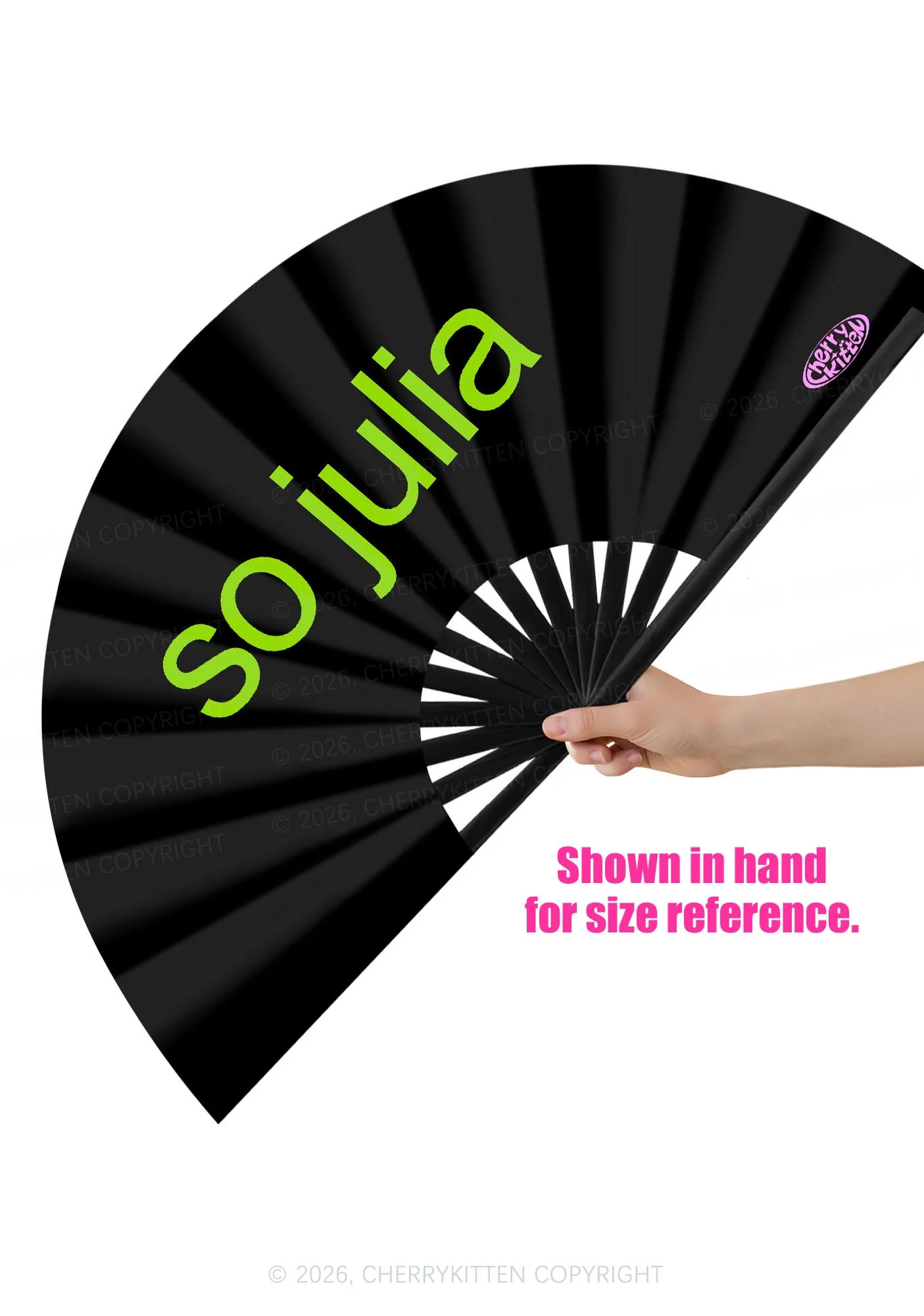 Black So Julia Y2K Rave Hand Fan Cherrykitten - Image 2