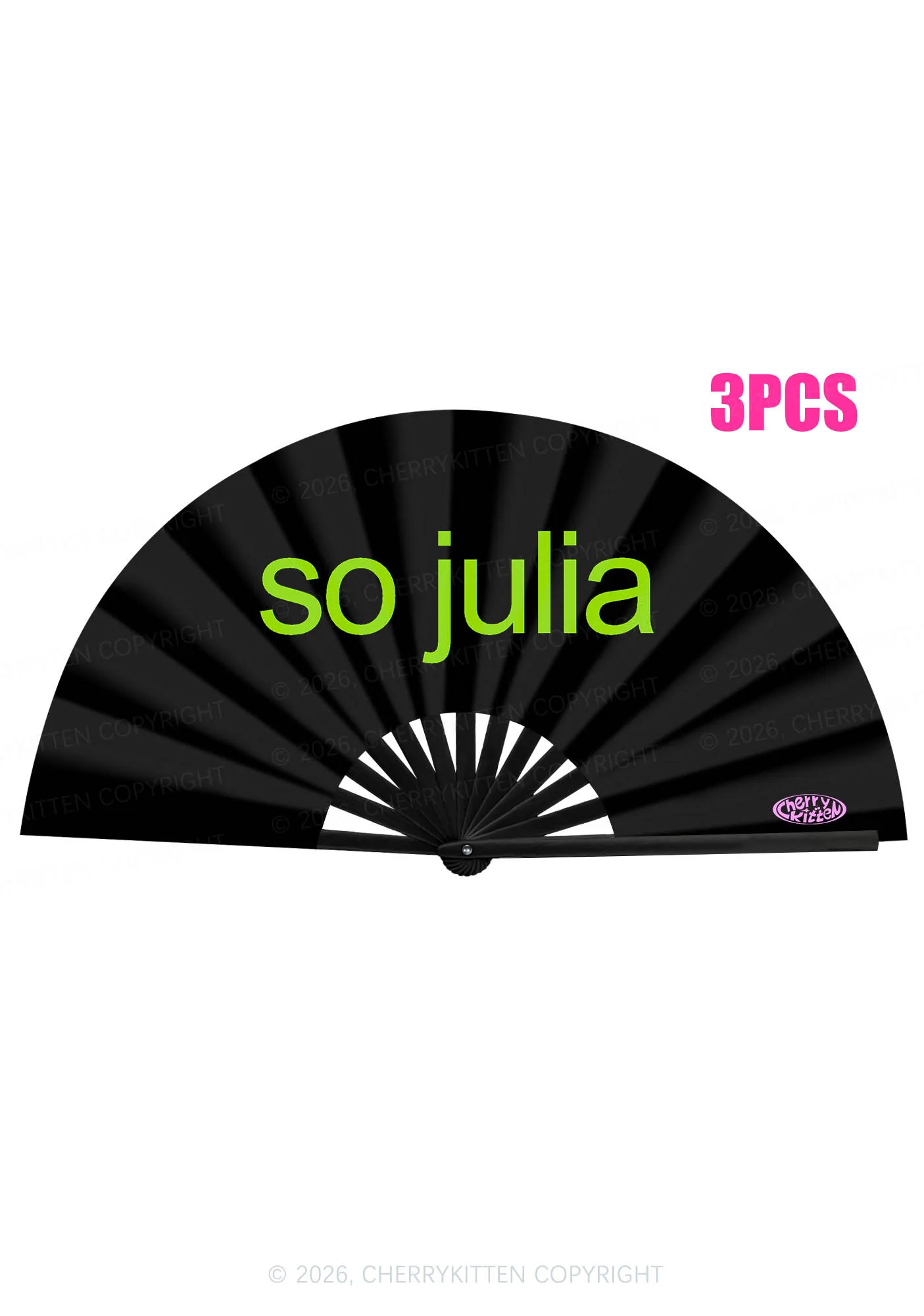 Black So Julia Y2K Rave Hand Fan Cherrykitten - Image 3