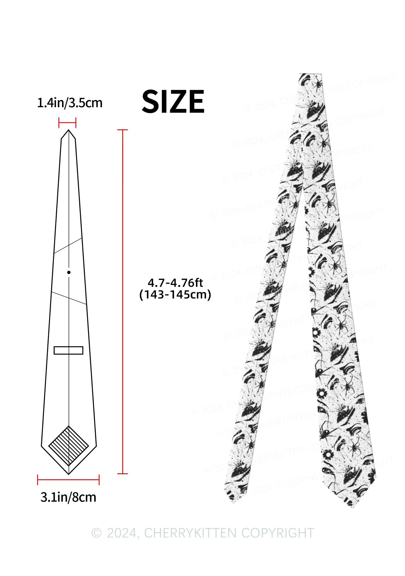 Black Spider Y2K Necktie Cherrykitten - Image 2