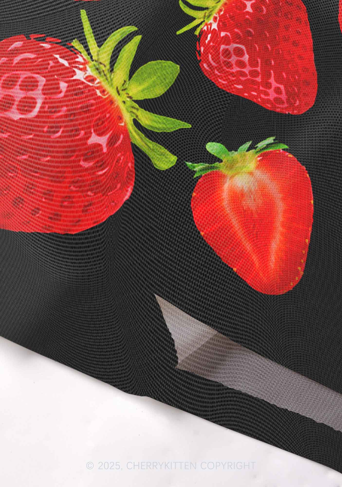 Black Strawberry Y2K Mesh Cami Tank Cherrykitten - Image 3