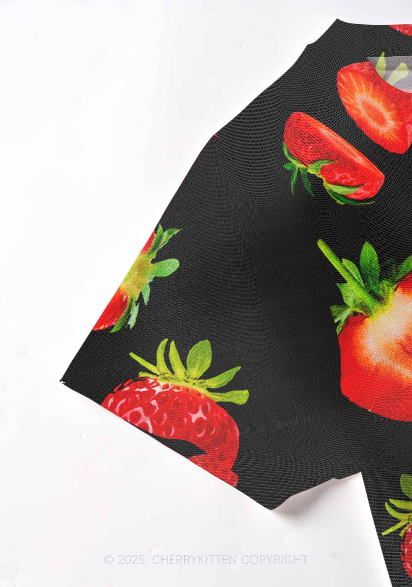 Black Strawberry Y2K Mesh Crop Top Cherrykitten - Image 3