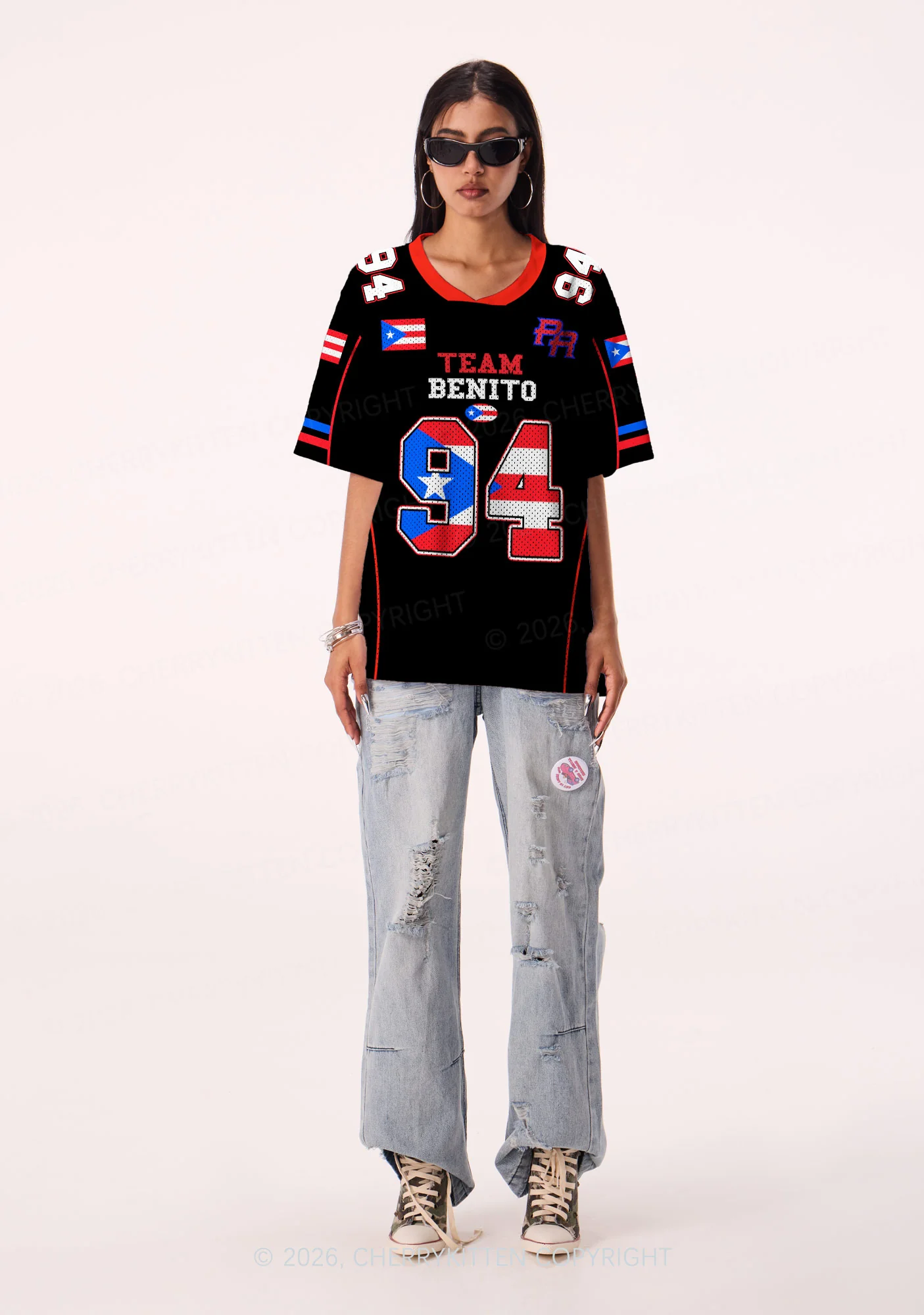 Black Team Bunny Y2K Sport Jersey Shirts Cherrykitten - Image 2