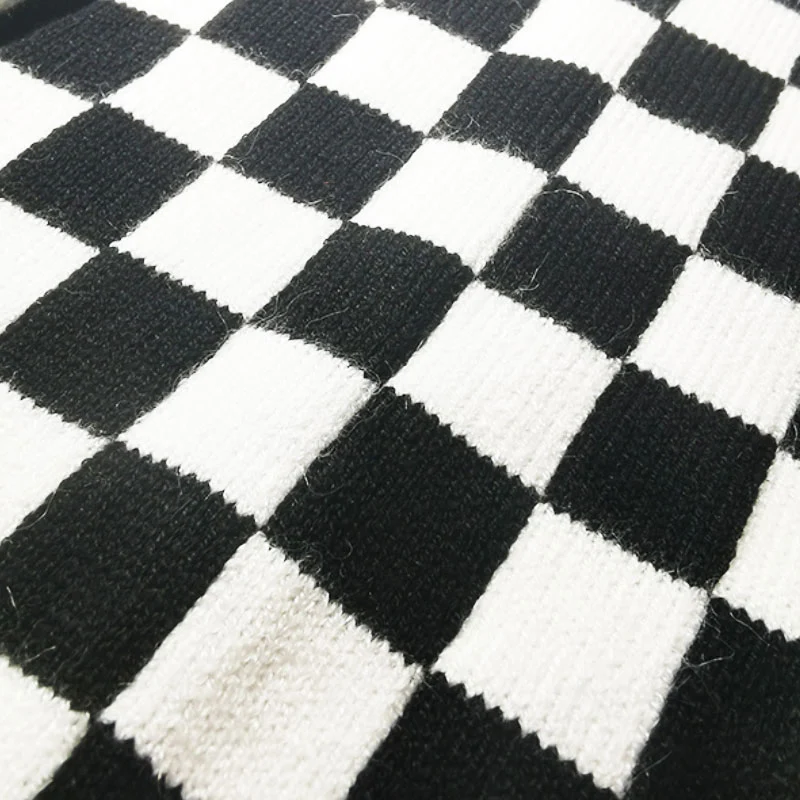 Black White Plaid Flared Leg Warmers - Image 5