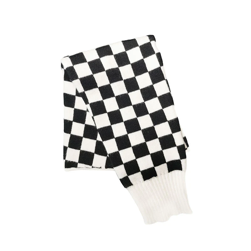 Black White Plaid Flared Leg Warmers - Image 6