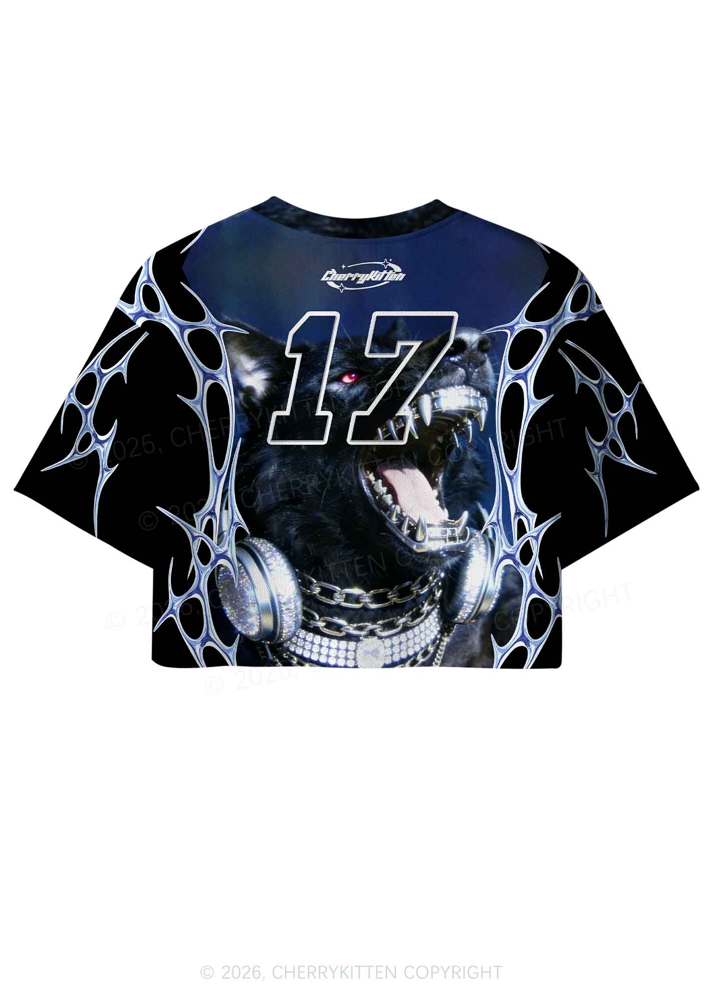 Black Wolf DJ Y2K Crop Sport Jersey Shirts Cherrykitten - Image 4