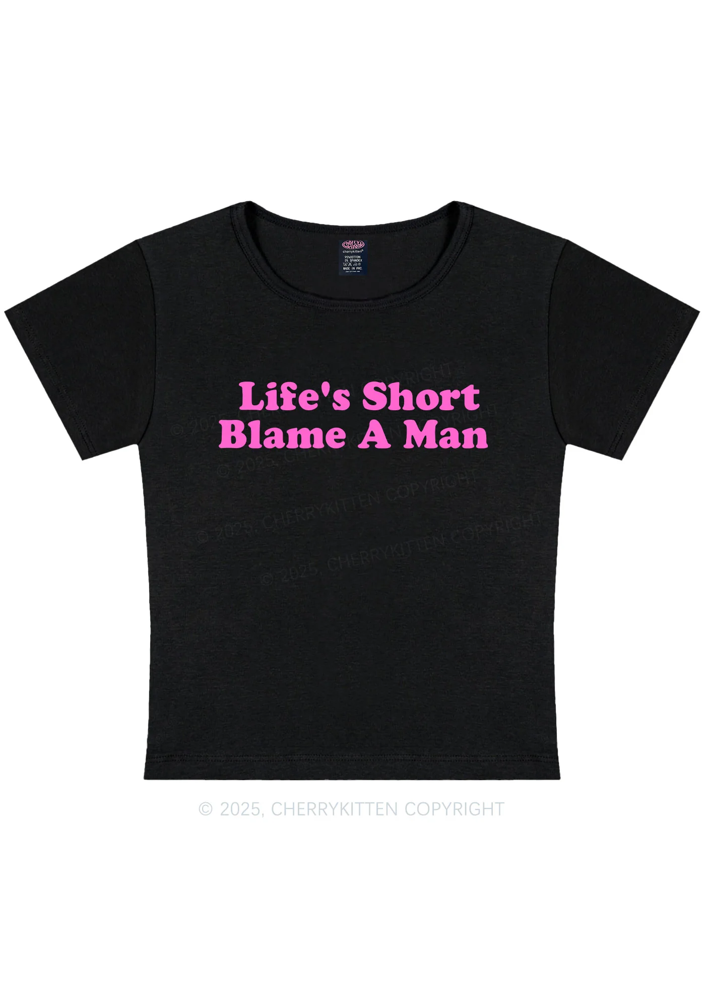 Blame A Man Y2K Baby Tee Cherrykitten - Image 3