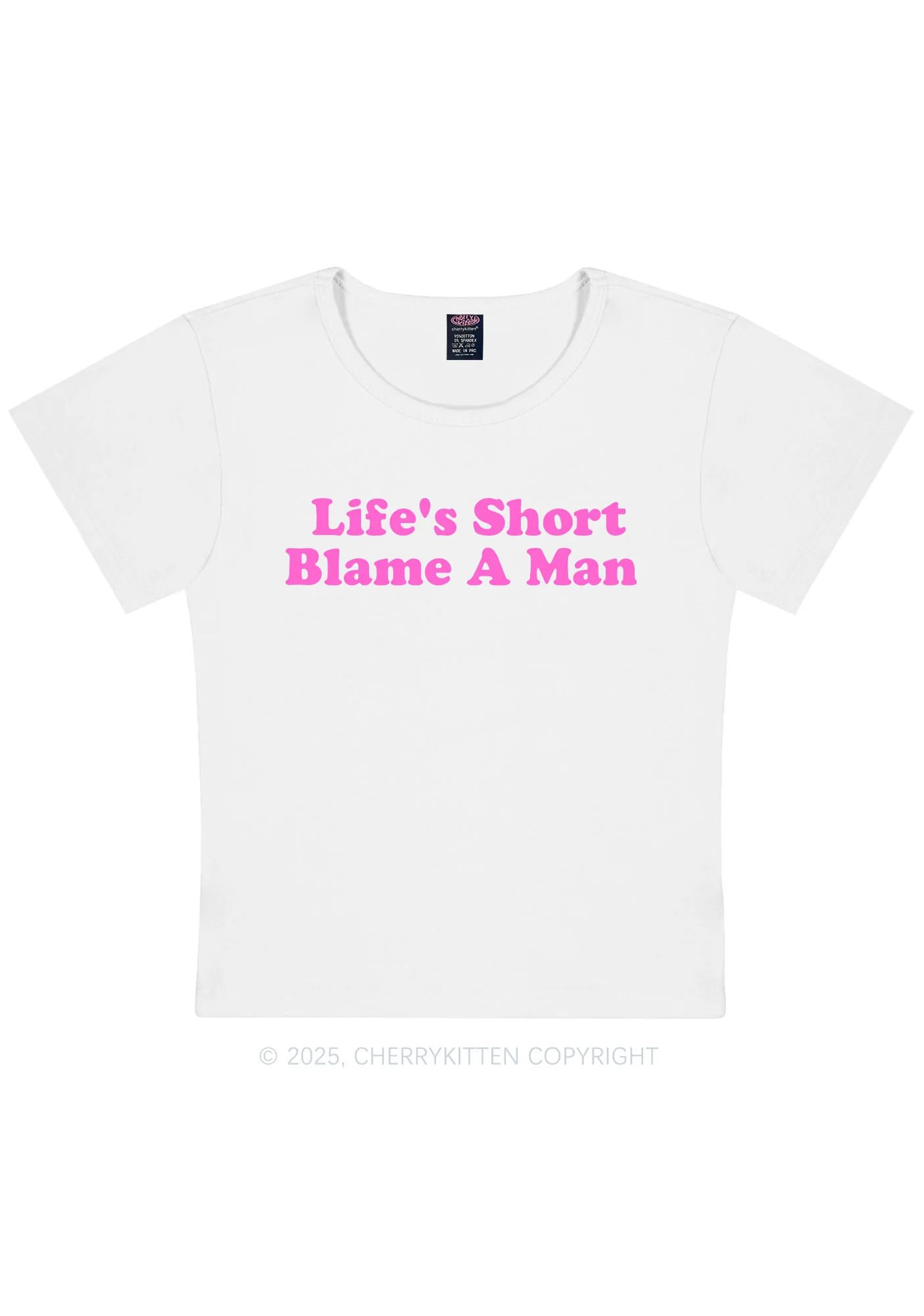 Blame A Man Y2K Baby Tee Cherrykitten - Image 4