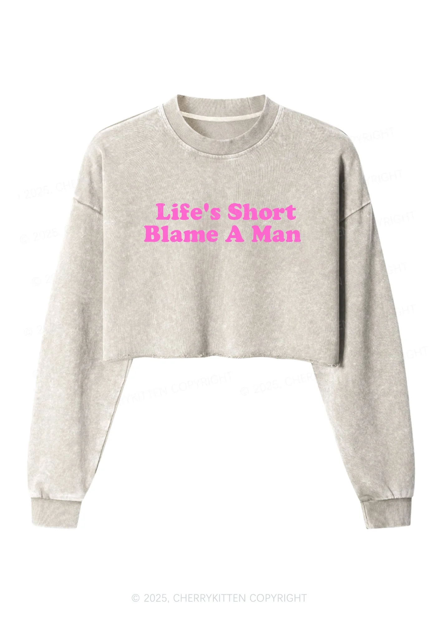 Blame A Man Y2K Crop Washed Sweatshirts Cherrykitten - Image 3