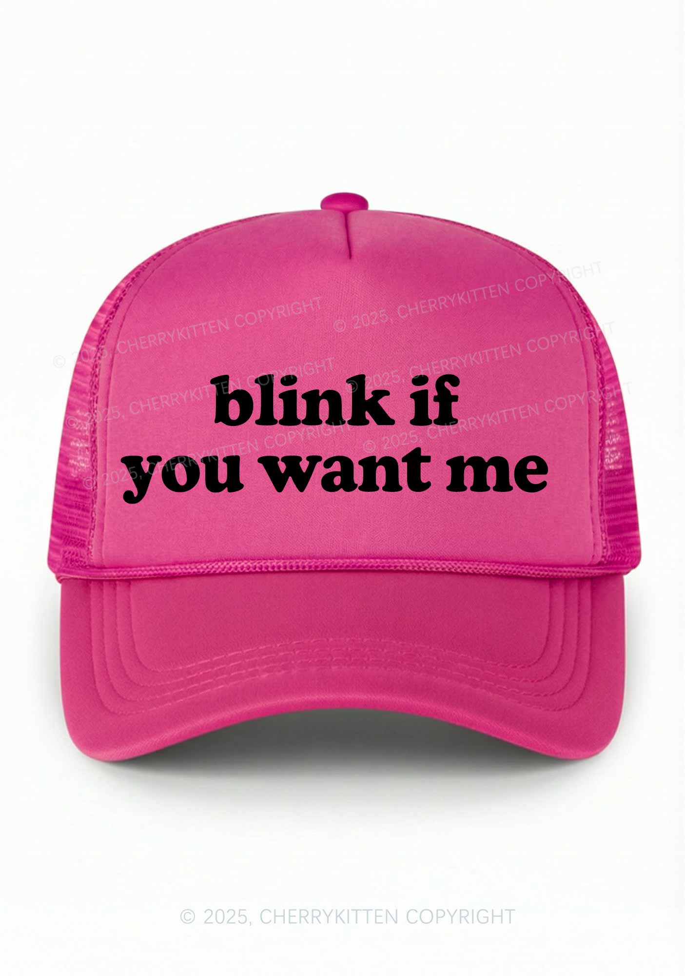 Blink If You Want Me Y2K Trucker Hat Cherrykitten - Image 4