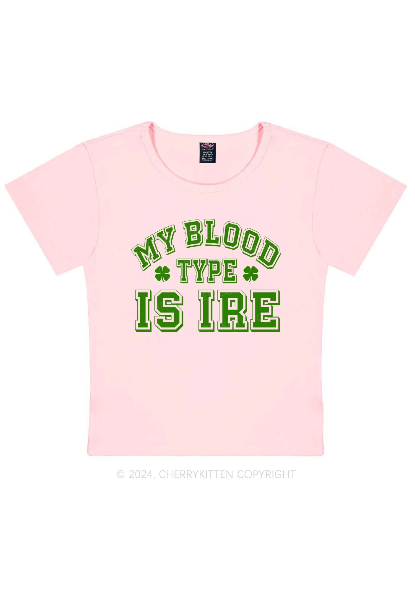 Blood Type Is Ire St Patricks Y2K Baby Tee Cherrykitten - Image 12