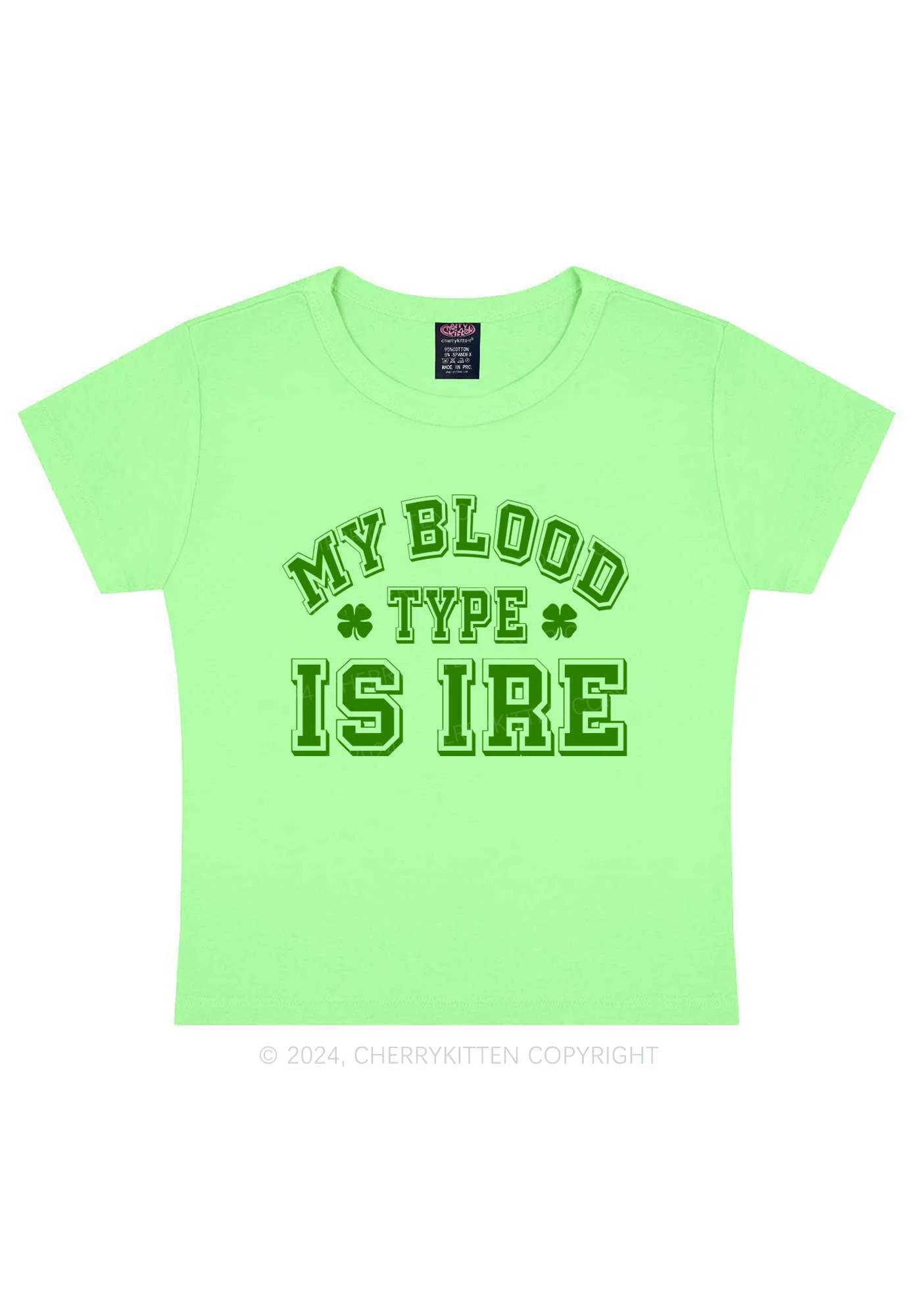 Blood Type Is Ire St Patricks Y2K Baby Tee Cherrykitten - Image 13