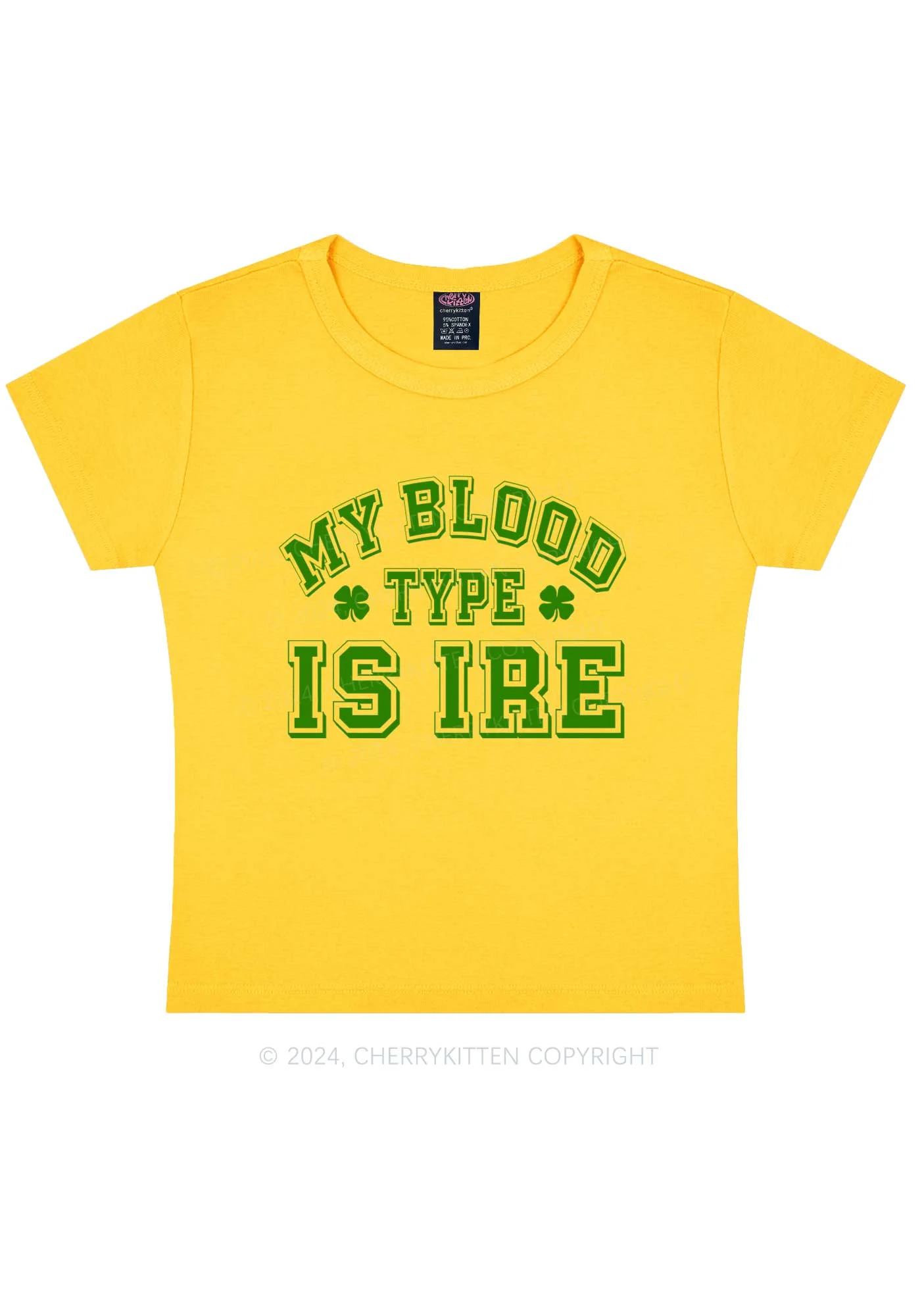 Blood Type Is Ire St Patricks Y2K Baby Tee Cherrykitten - Image 4