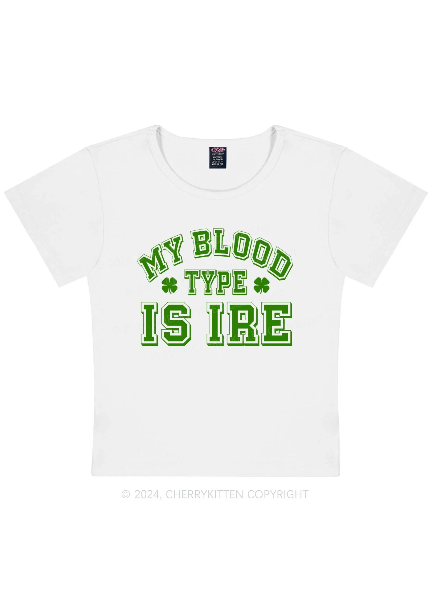 Blood Type Is Ire St Patricks Y2K Baby Tee Cherrykitten - Image 5