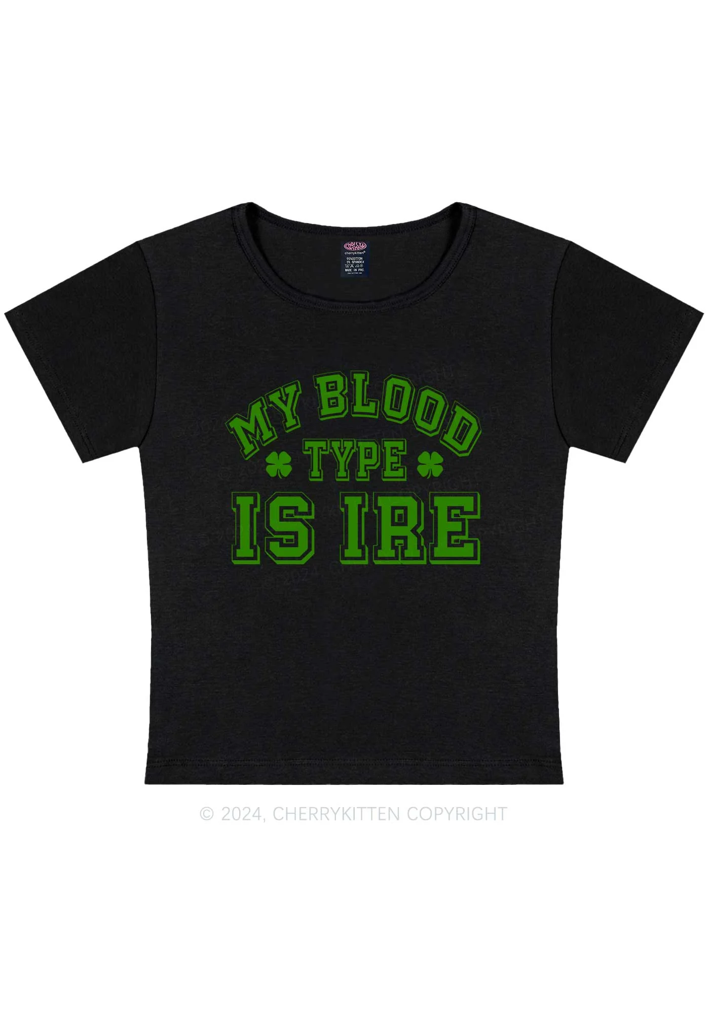Blood Type Is Ire St Patricks Y2K Baby Tee Cherrykitten - Image 6