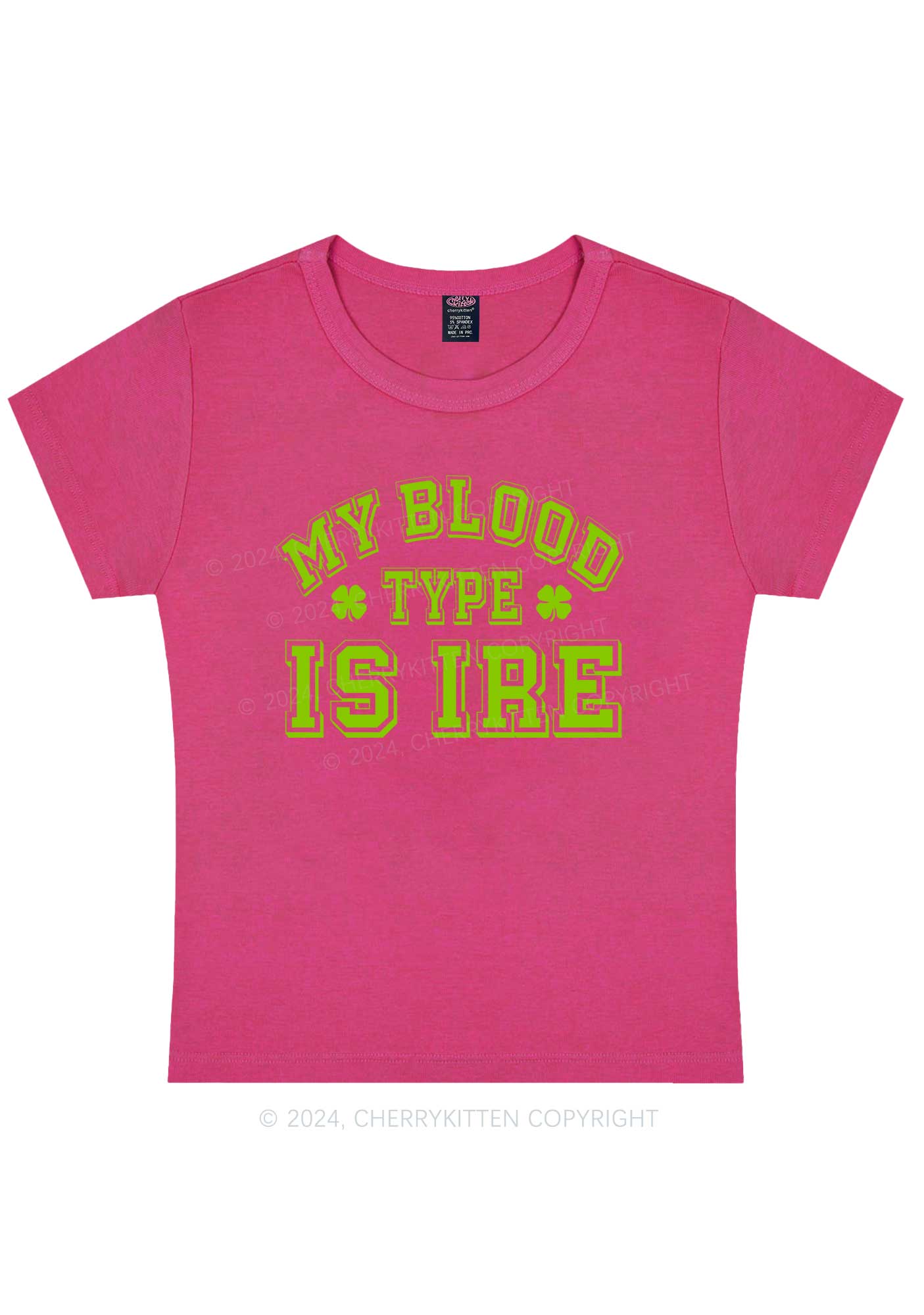 Blood Type Is Ire St Patricks Y2K Baby Tee Cherrykitten - Image 7